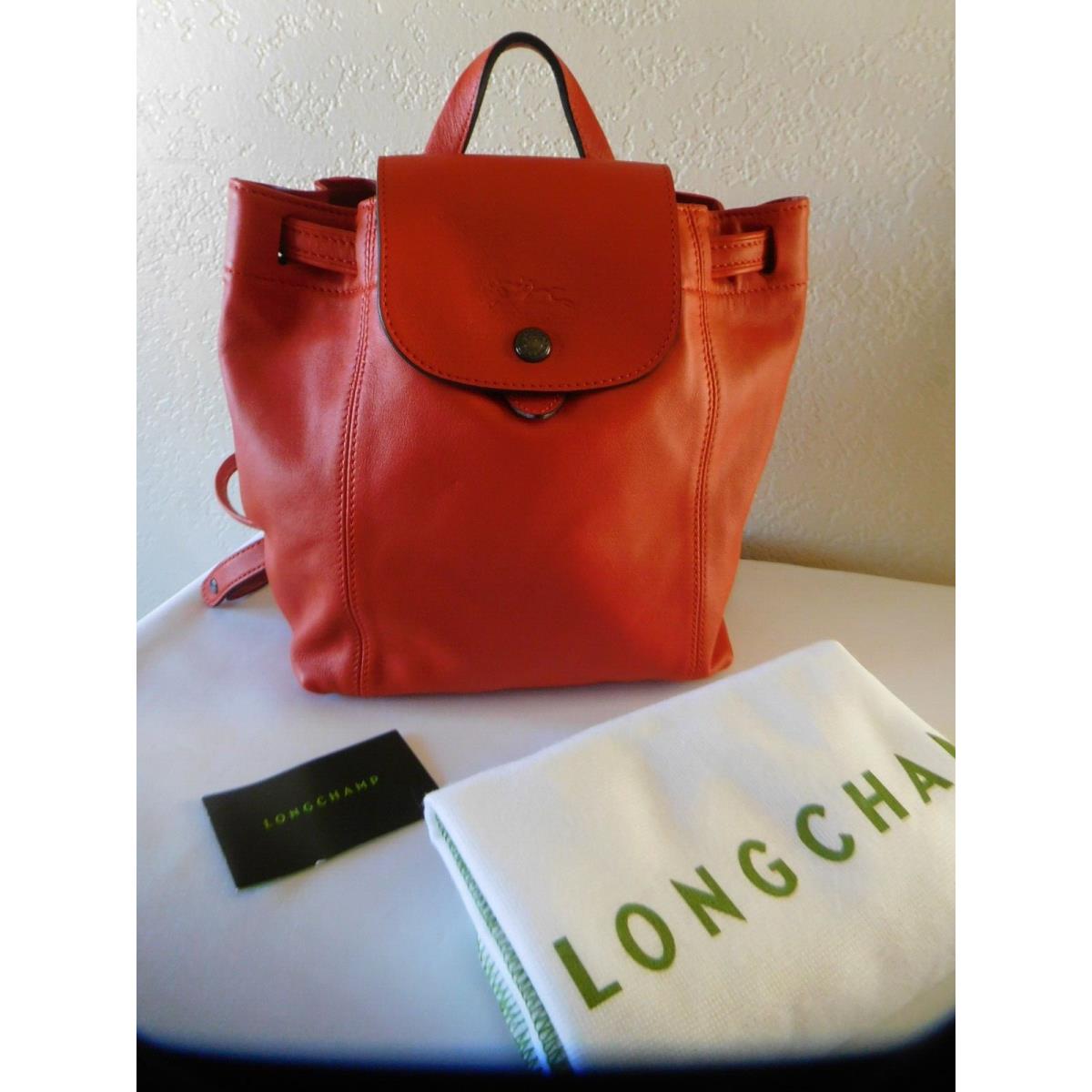 Longchamp Le Pliage Cuir Leather XS Backpack Rust Color