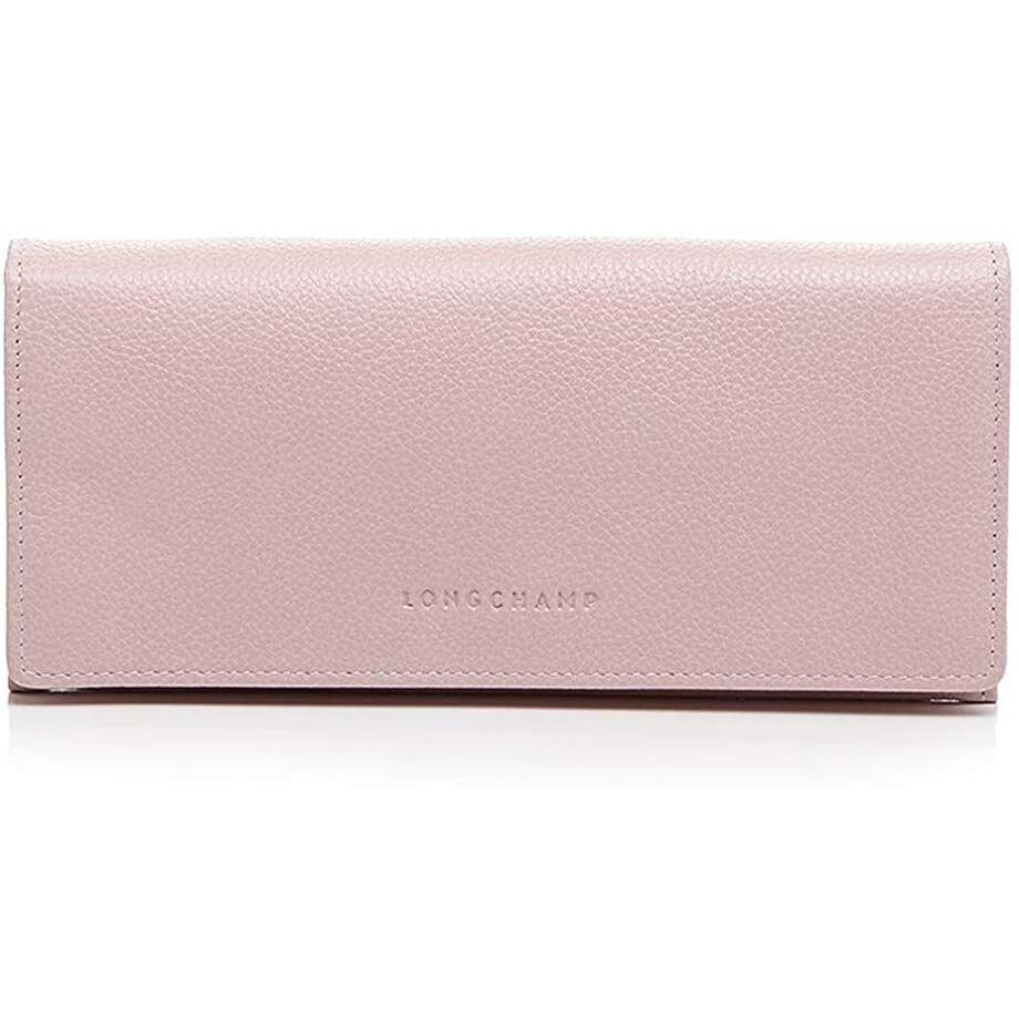 Longchamp Le Foulonne Checkbook Wallet Pink Continental Leather Brown