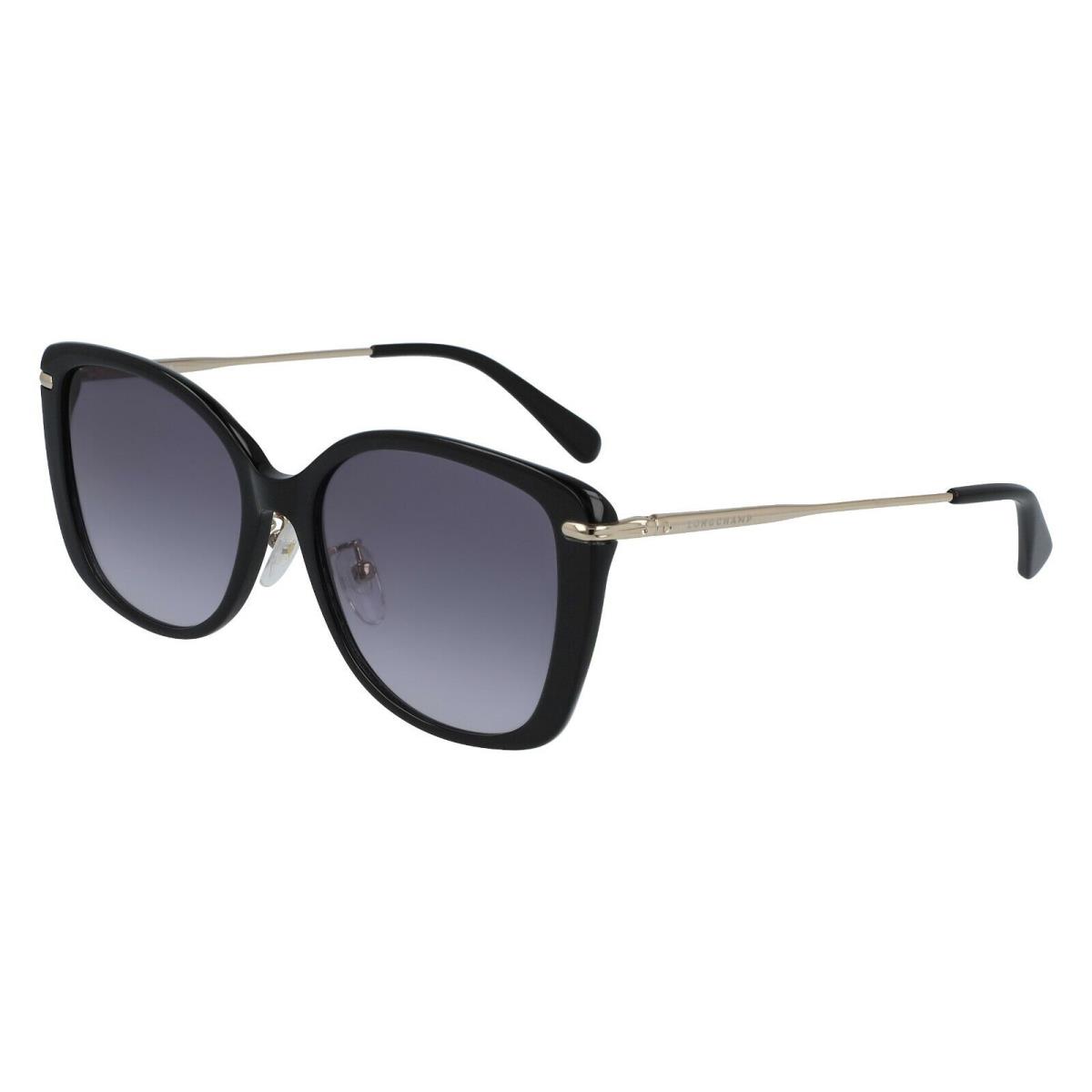 Longchamp LO654SA 001 Black Gold Grey Fade 56mm Nose Pads Sunglasses