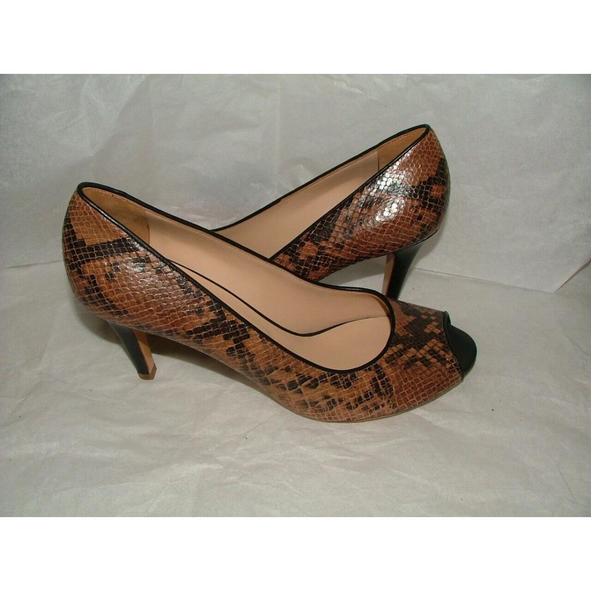 Wob Longchamp Classic Pumps Size 10 B Snake Pattern Leather Solid 480