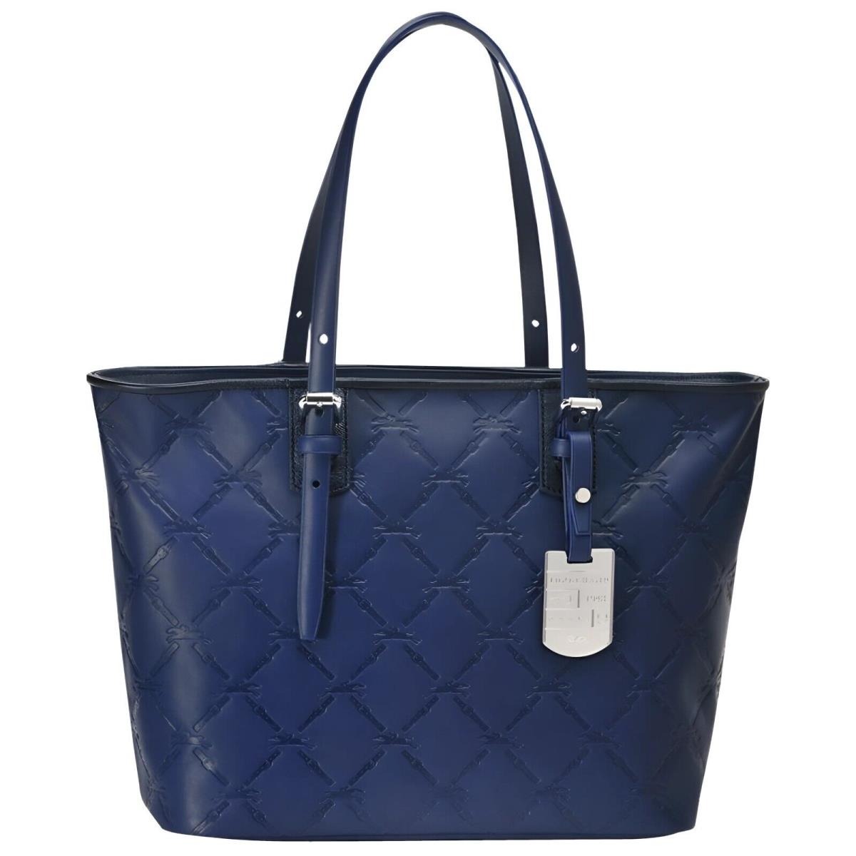 Longchamp Lm Cuir Lagoon Tote Navy Blue Shoulder Bag Leather Handbag Purse