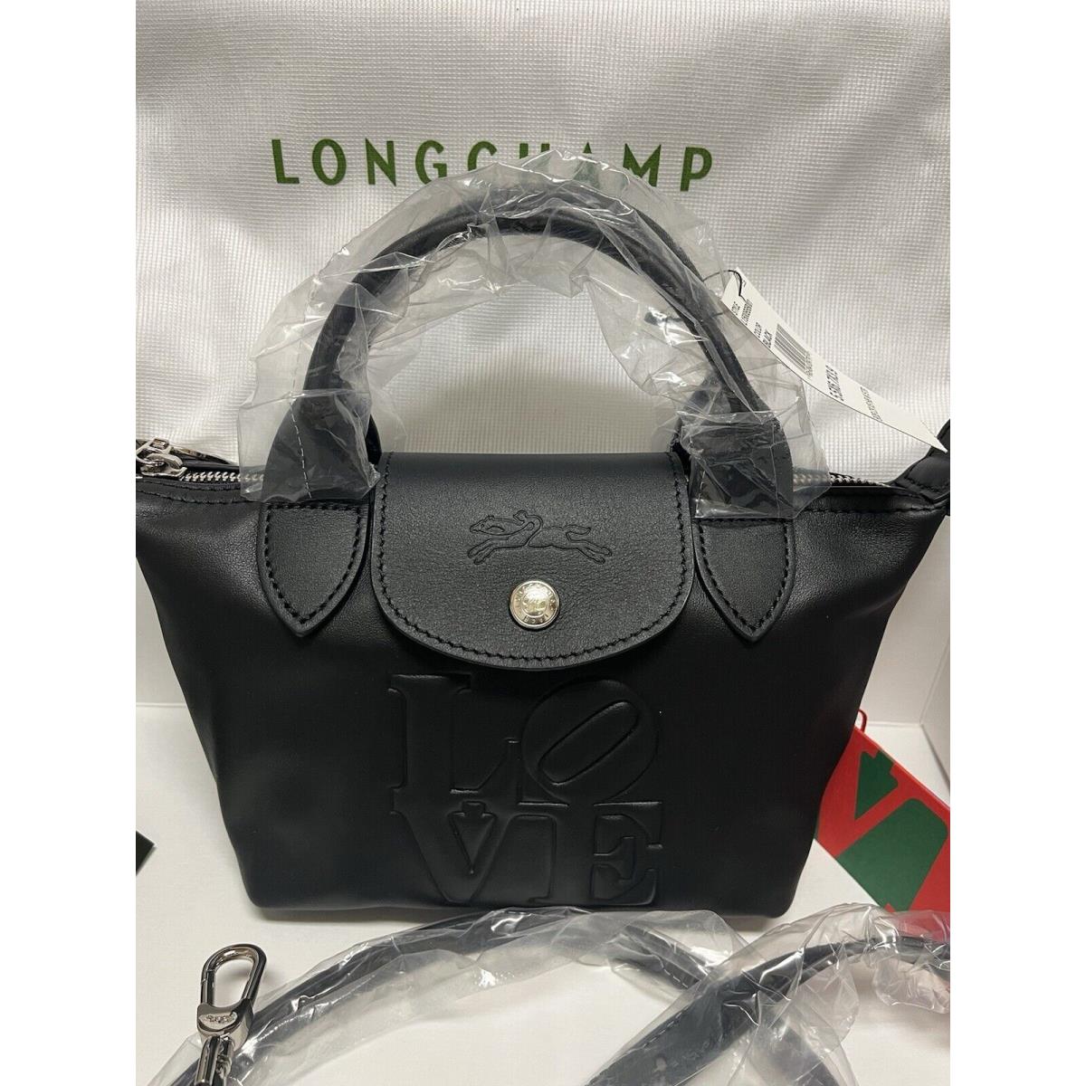 Longchamp x Robert Indiana XS Le Pliage Leather Top Handle Crossbody Bag France