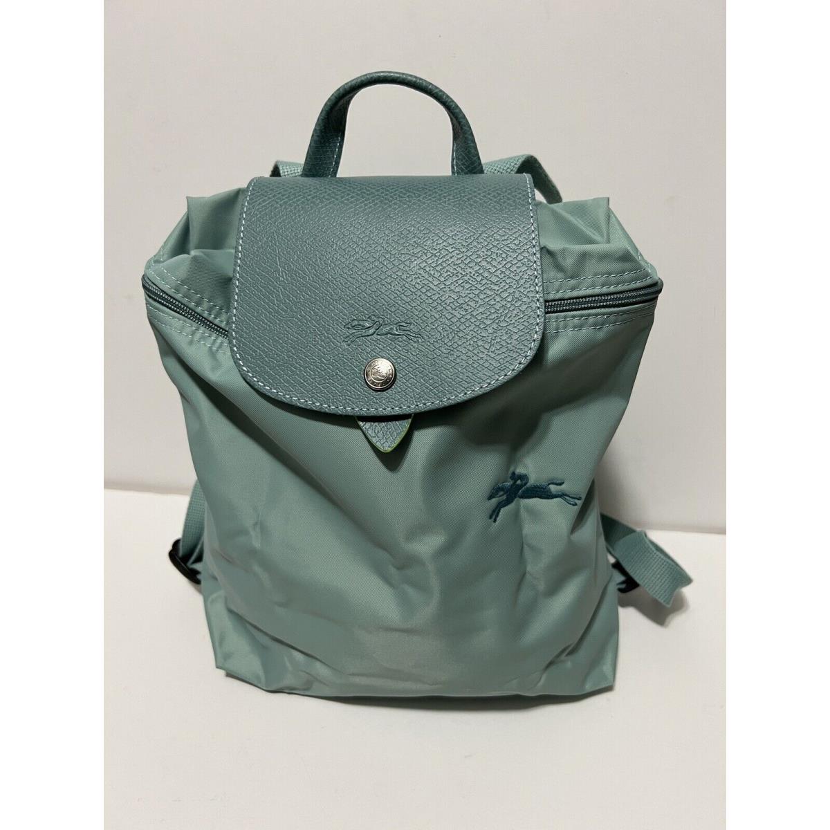 Longchamp Paris Lepliage Green Nylon Travel Backpack Bag Lagoon