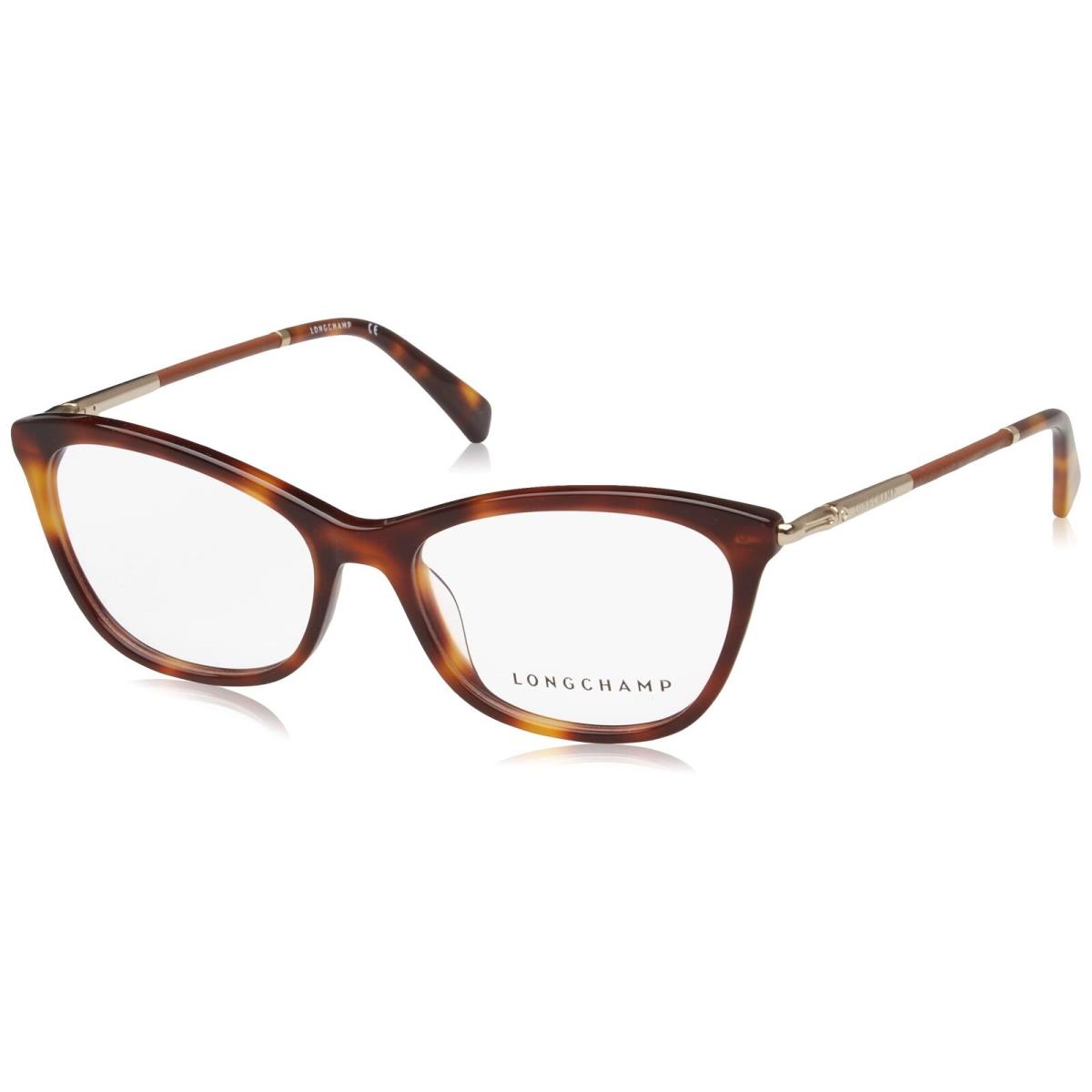 Longchamp LO 2670L 214 Havana Eyeglasses 52/16/135 with Leather Accent