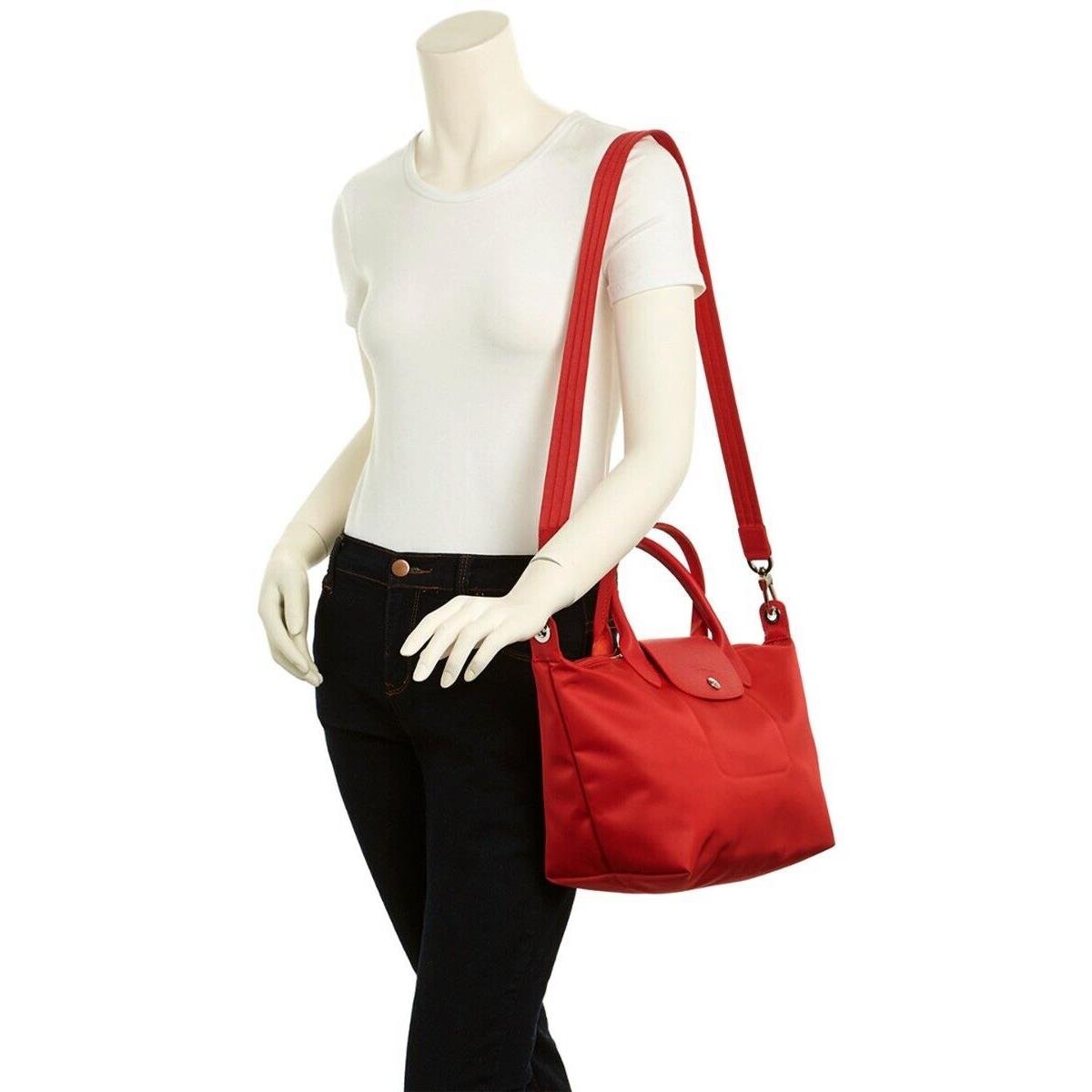 Longchamp Le Pliage Neo Med Travel Crossbody Satchel Bag Ruby Red