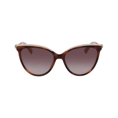 Longchamp LO 675S 214 Havana Sunglasses with Beige Trim Brown Lenses