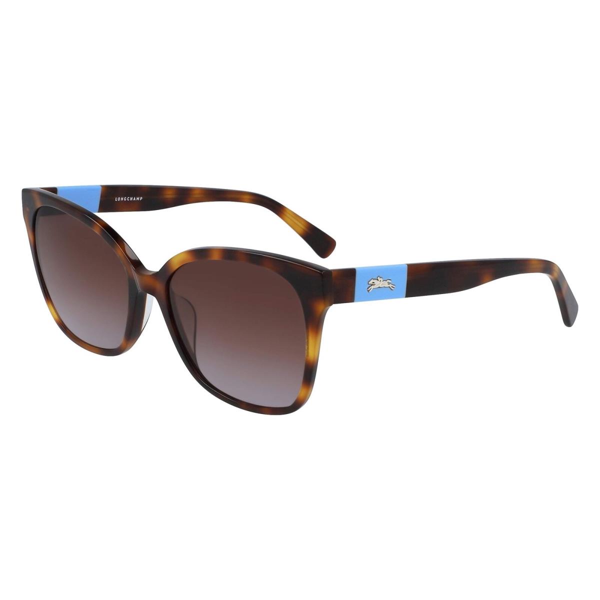 Longchamp LO 657S 214 Havana Blue Sunglasses with Brown Lenses