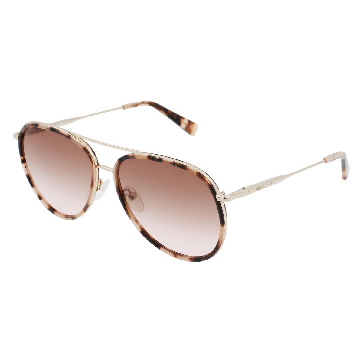 Longchamp LO684S 716 Gold Rose Tortoise Aviator Sunglasses with Rose Lens