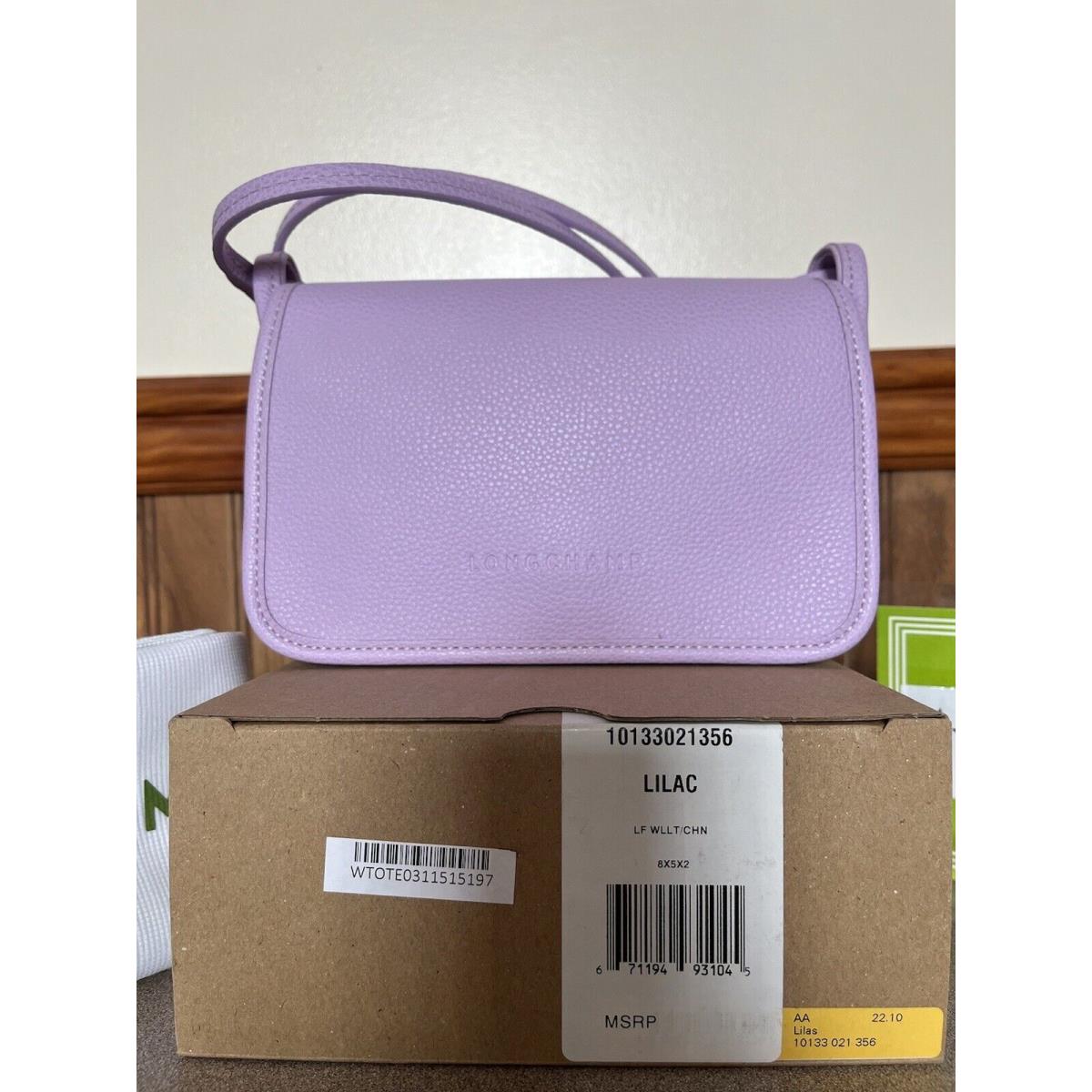 Longchamp Le Foulonne Leather Wallet-on-strap Crossbody Lilac Made In France