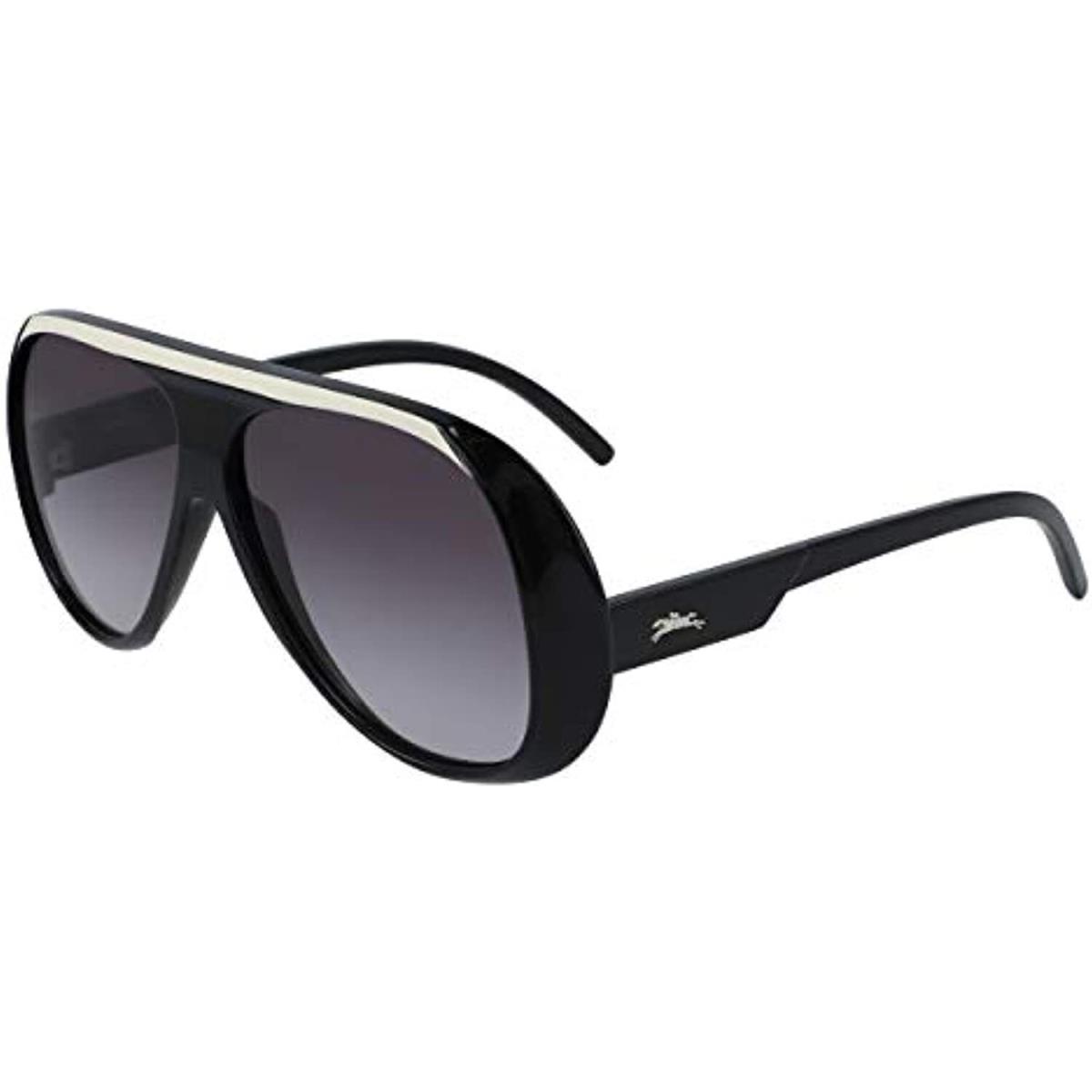 Longchamp LO664S 001 Black White Sunglasses with Grey Lenses Case