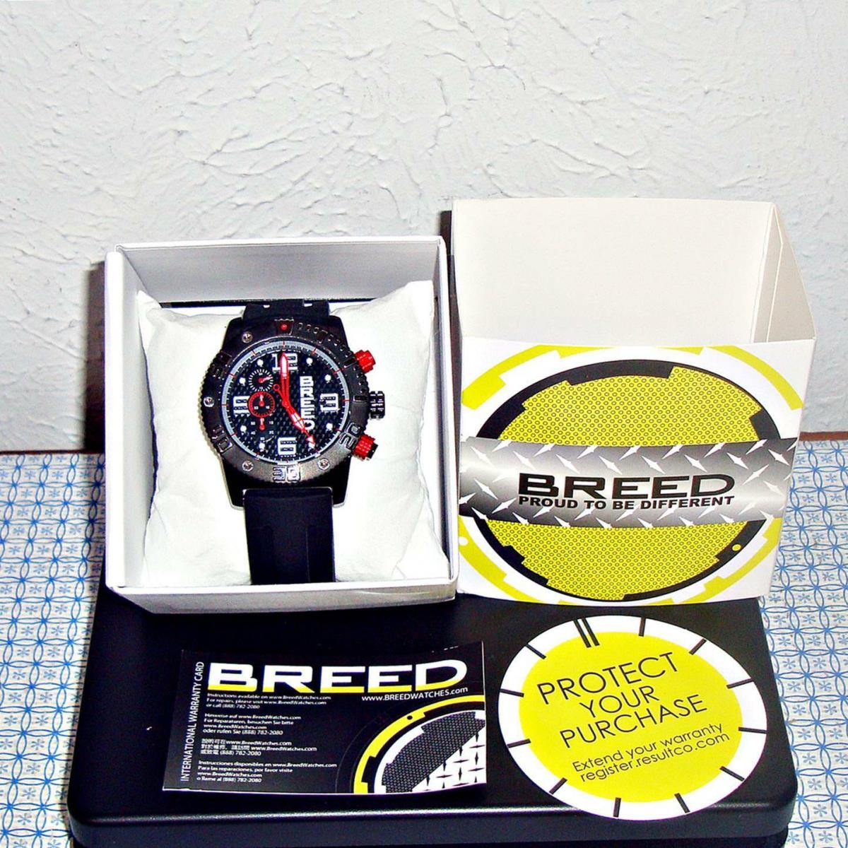 Breed Grand Prix Chronograph Black or Blue Dial /black Silicone Men`s Watch