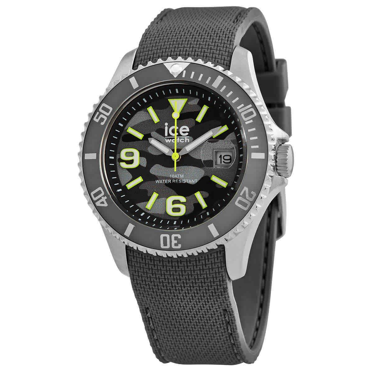 Ice Watch Quartz Grey Camo Dial Men`s Watch 020372 - Dial: Grey Camo, Band: Grey, Bezel: Silver-tone