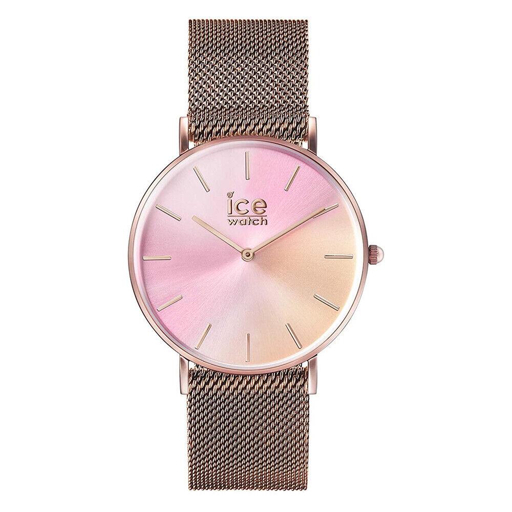 Ice City Sunset Rose Gold Stainless Steel Milanese Strap Women`s Watch. 016025