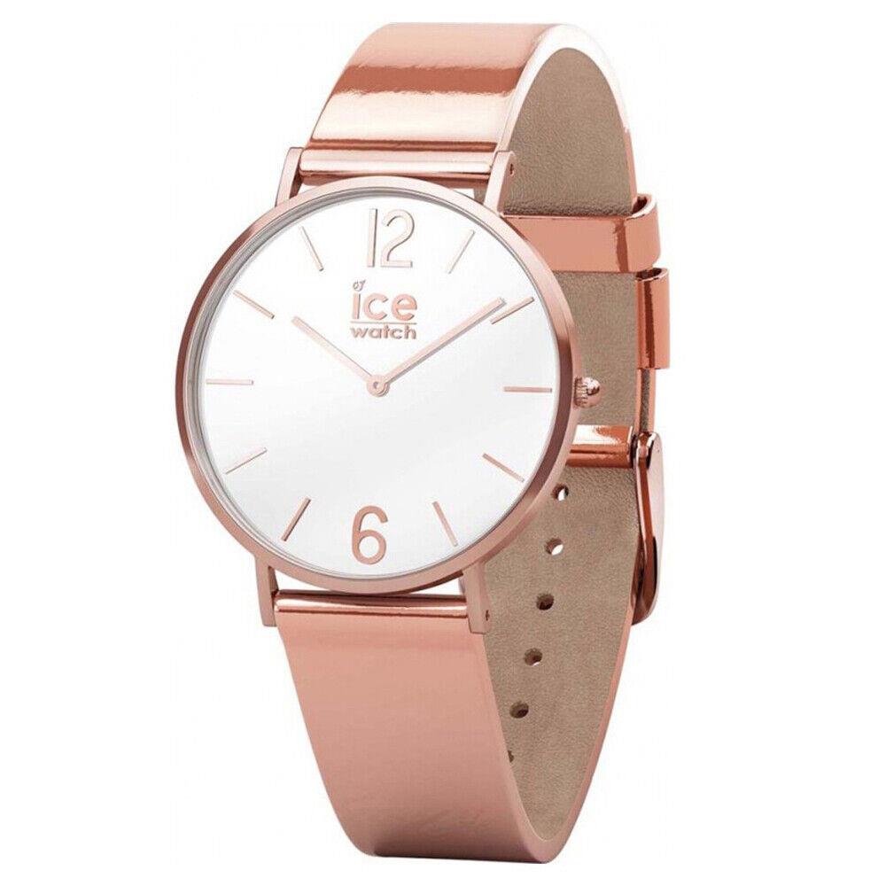 Ice City Sparkling Rose Stainless Steel and Leather Strap Women`s Watch. 015085