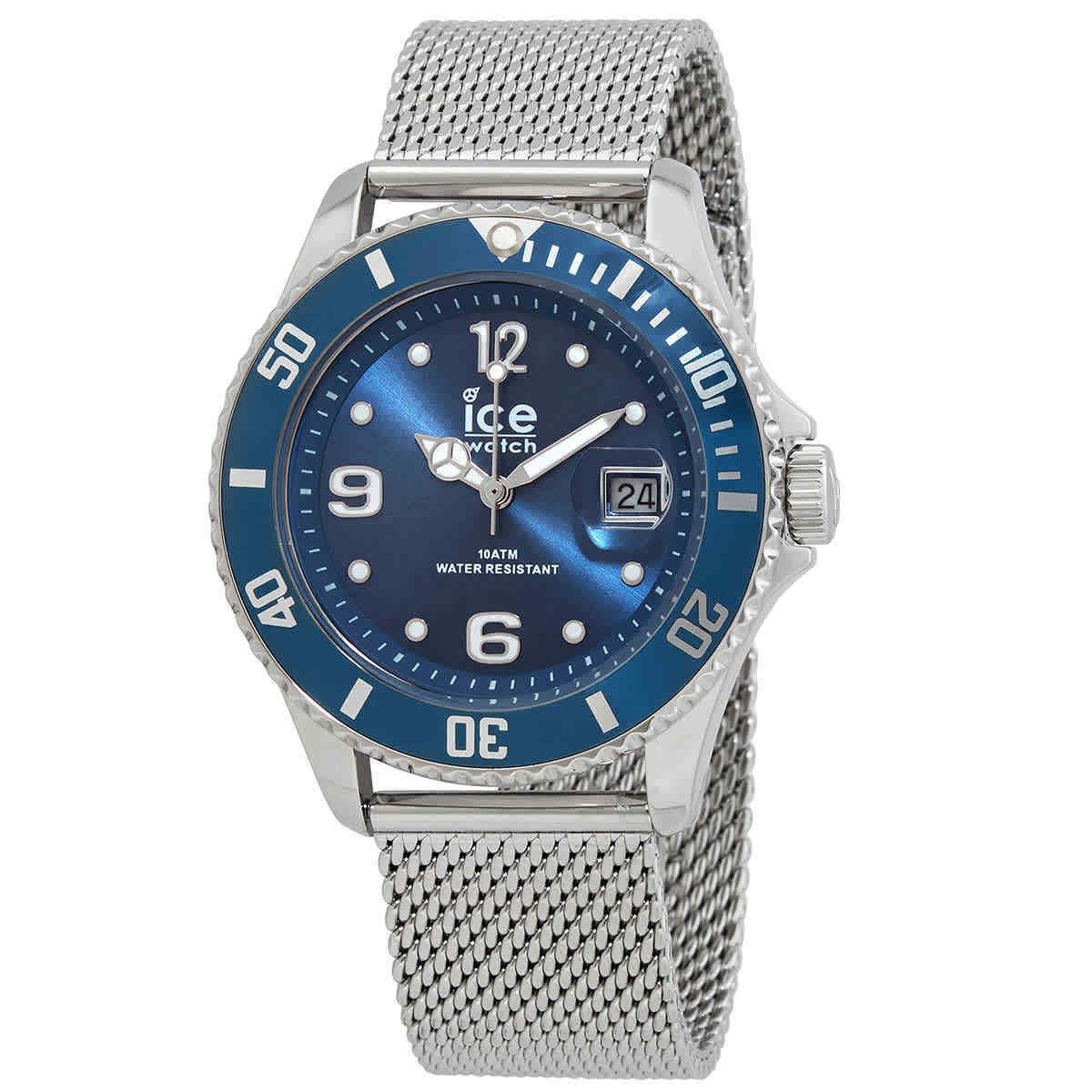 Ice Quartz Blue Dial Stainless Steel Mesh Men`s Watch 017667