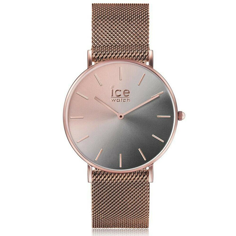 Ice Sunset Smoky Eye Rose Gold Stainless Steel Case Strap Womens Watch. 016024