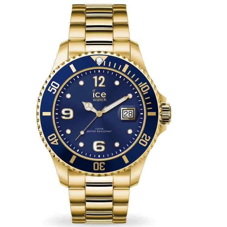 Ice Quartz Blue Dial Men`s Watch 016762 - Dial: Blue, Band: Gold-tone, Bezel: Gold-tone