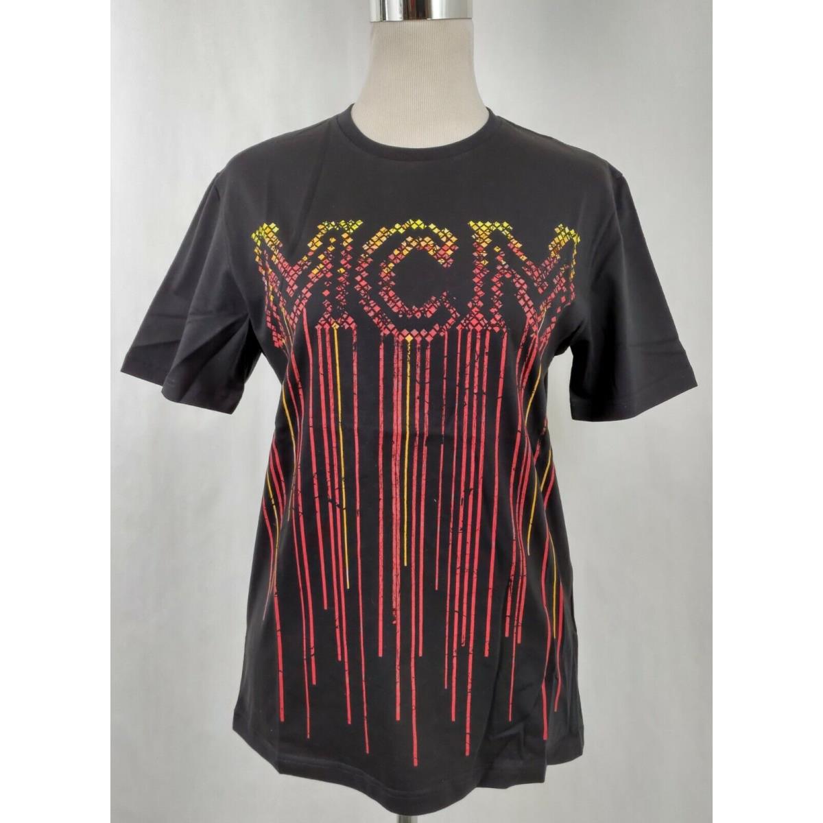 Mcm Women`s Black Cotton Red/yellow Logo Print on Front T-shirt MFT9ARA28BK