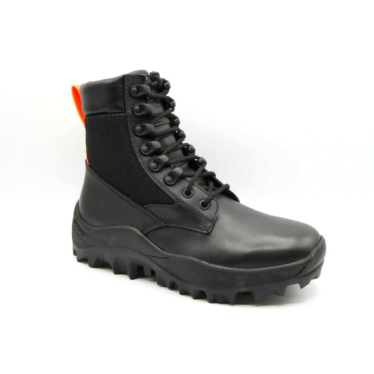 Mcm Women`s Black Leather Reflective Patch Boots W/orange Pull MES9ARA81BK