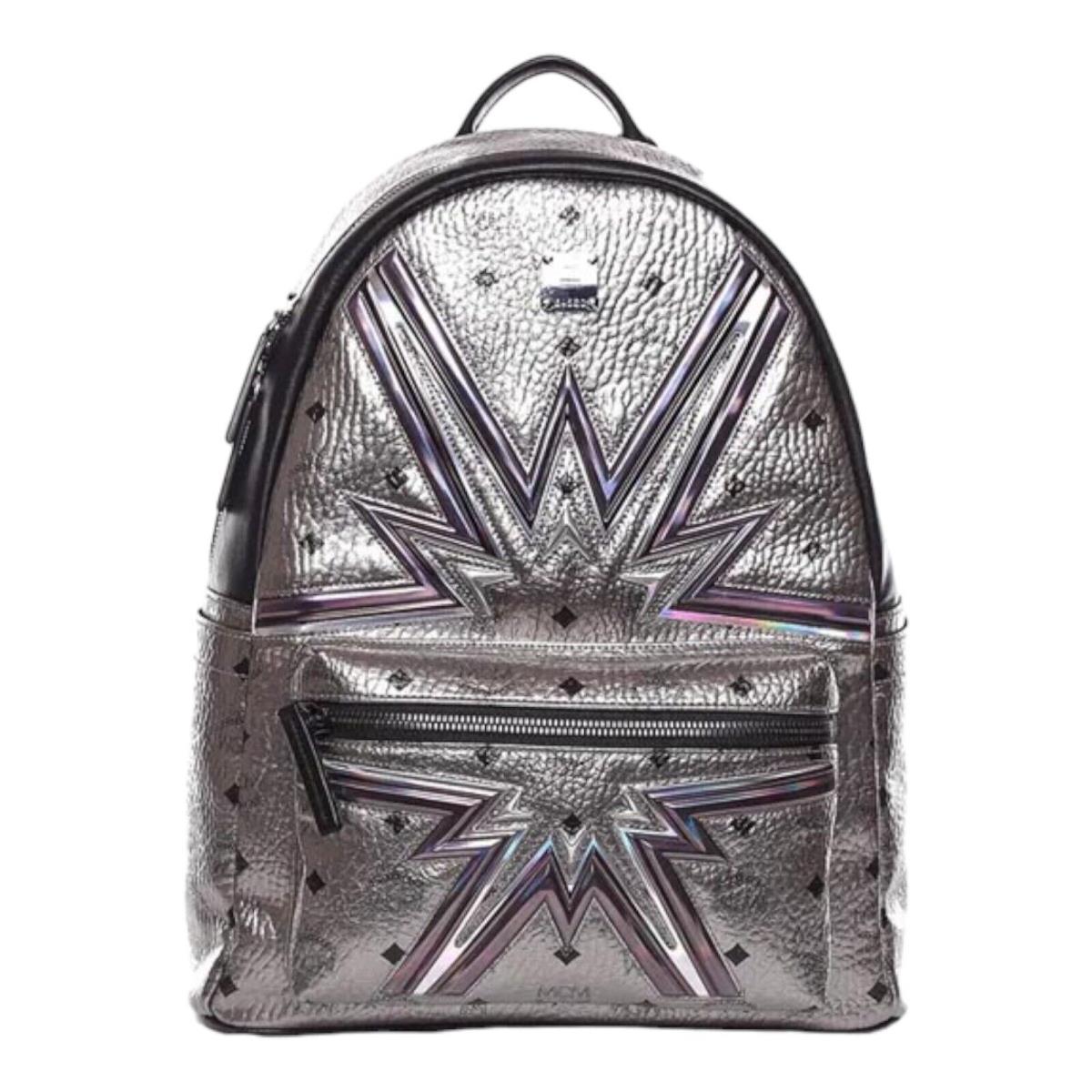 Mcm Dual Stark Cyber Flash Backpack Visetos MMK7SVE96SV Silver - W/ Tag