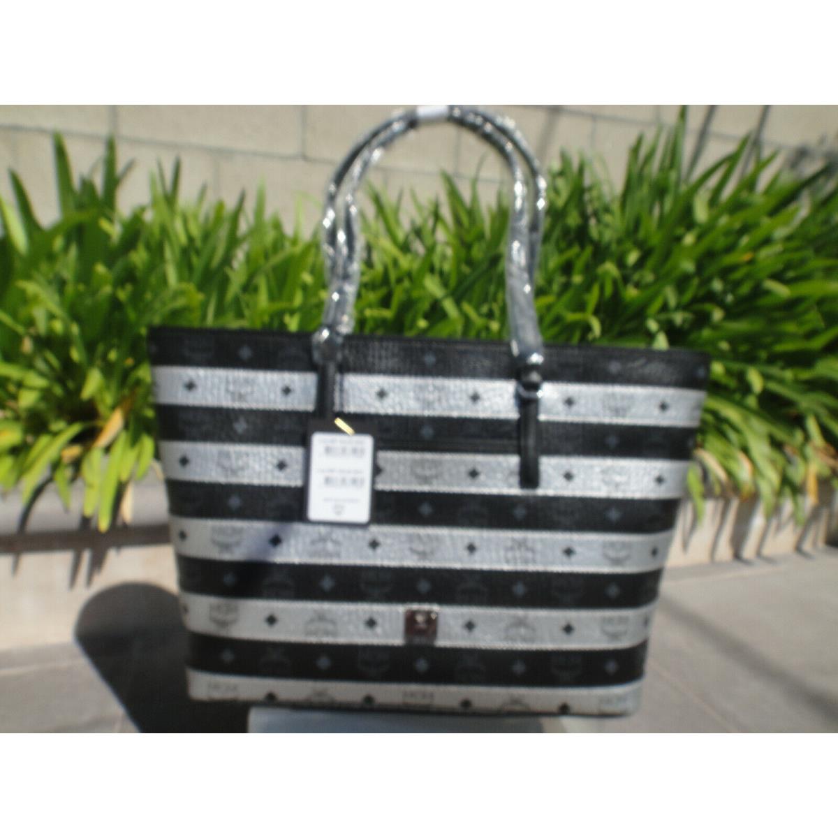 Mcm Monogram Spot Viseto Medium Tote Bag Zip Top Pick Black or Beige