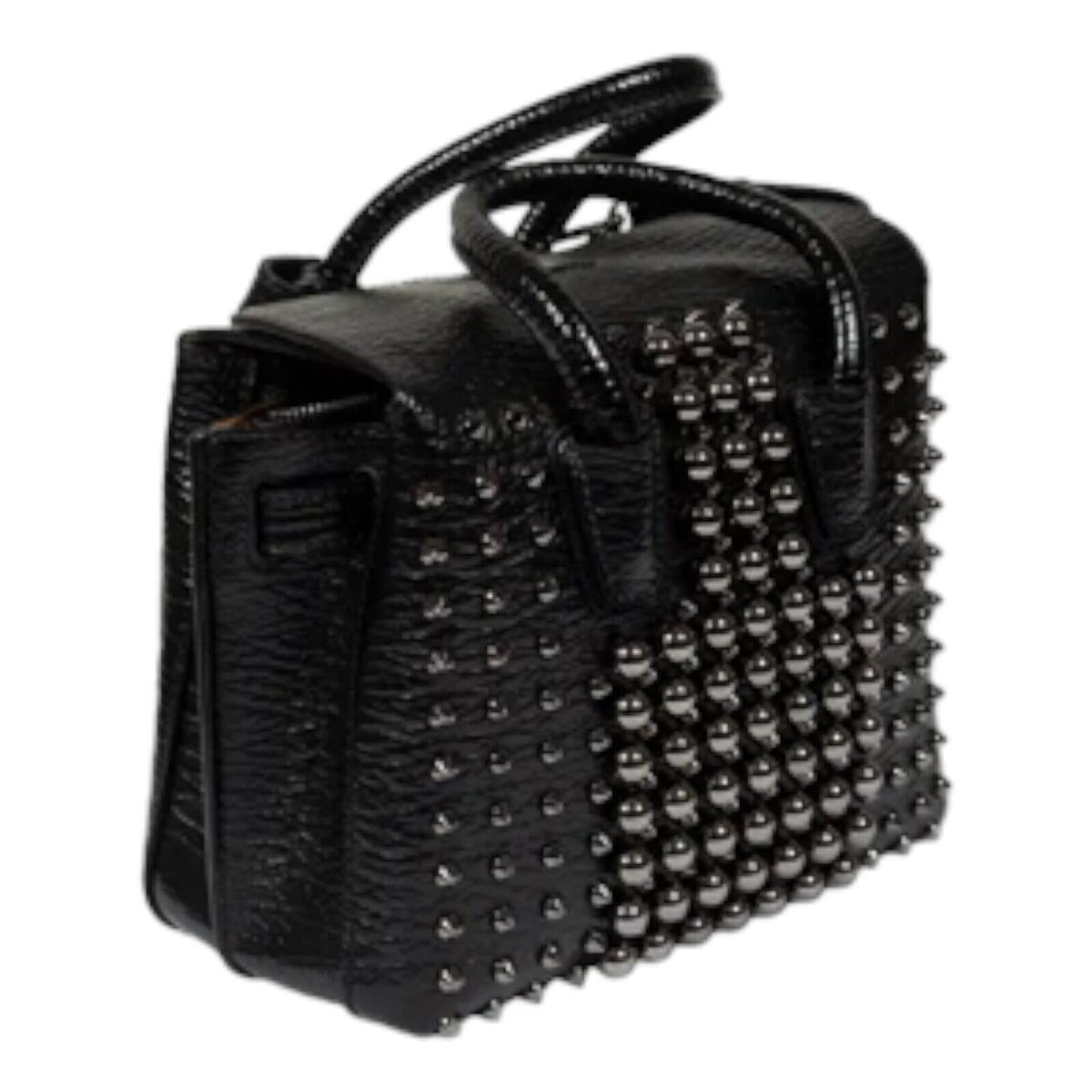 Mcm Milla Pearl Studs Tote Mini MWT7SMA31BK Black - Black, Exterior: Black