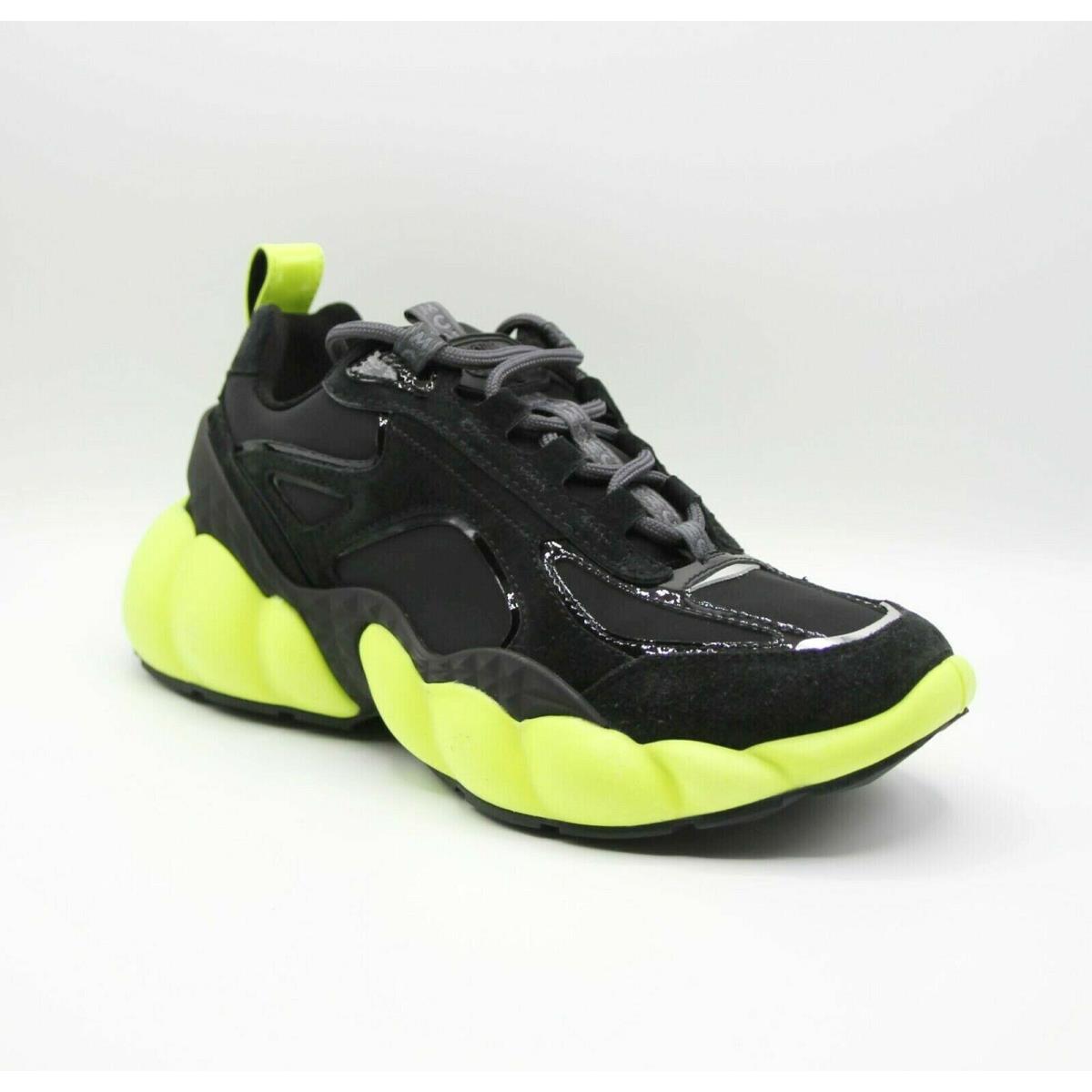 Mcm Luft Collection Women`s Black Suede Neon Green Trim Sneaker MES9AMM66BK