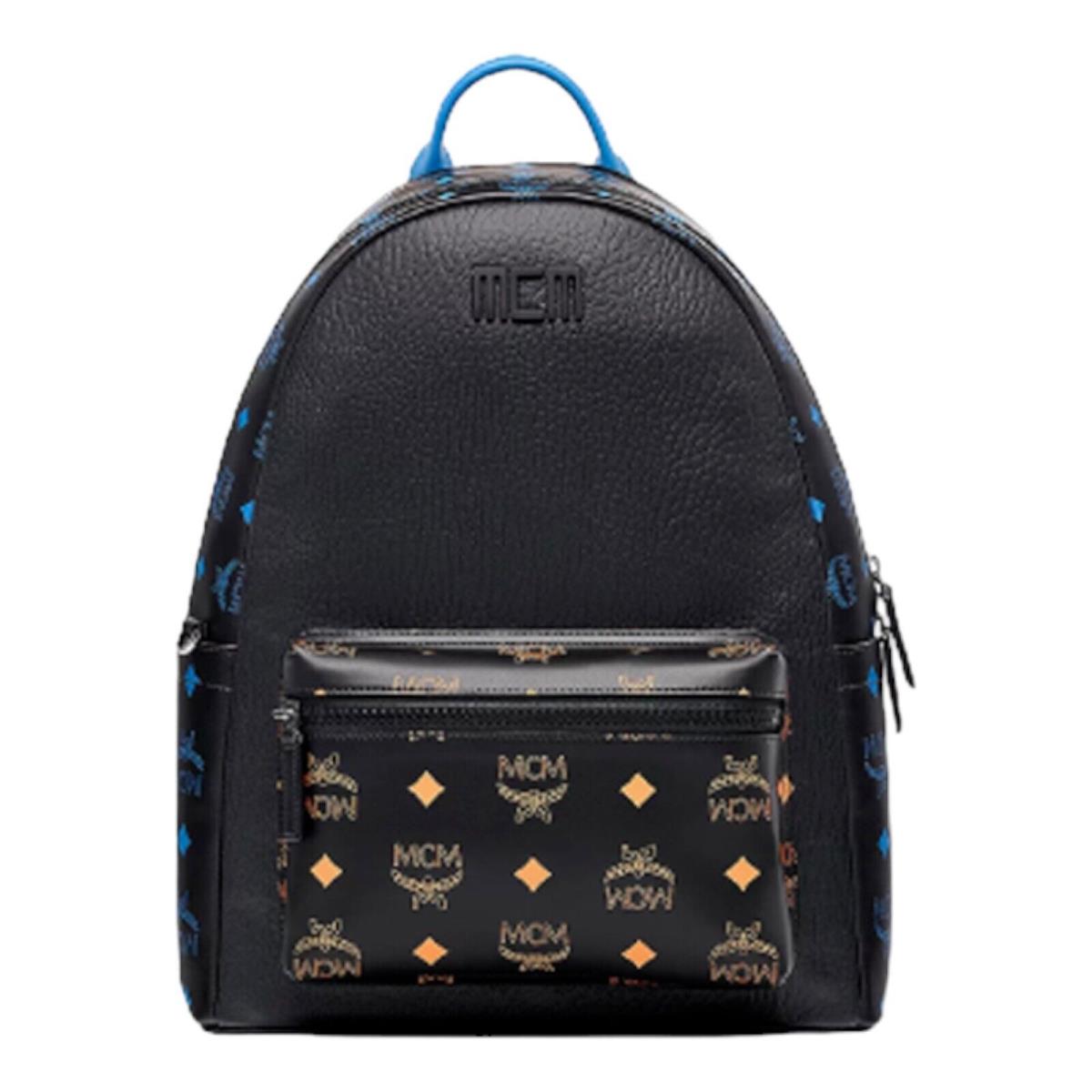 Mcm Stark Backpack Color Splash Logo Leather MMKBASX04 Black