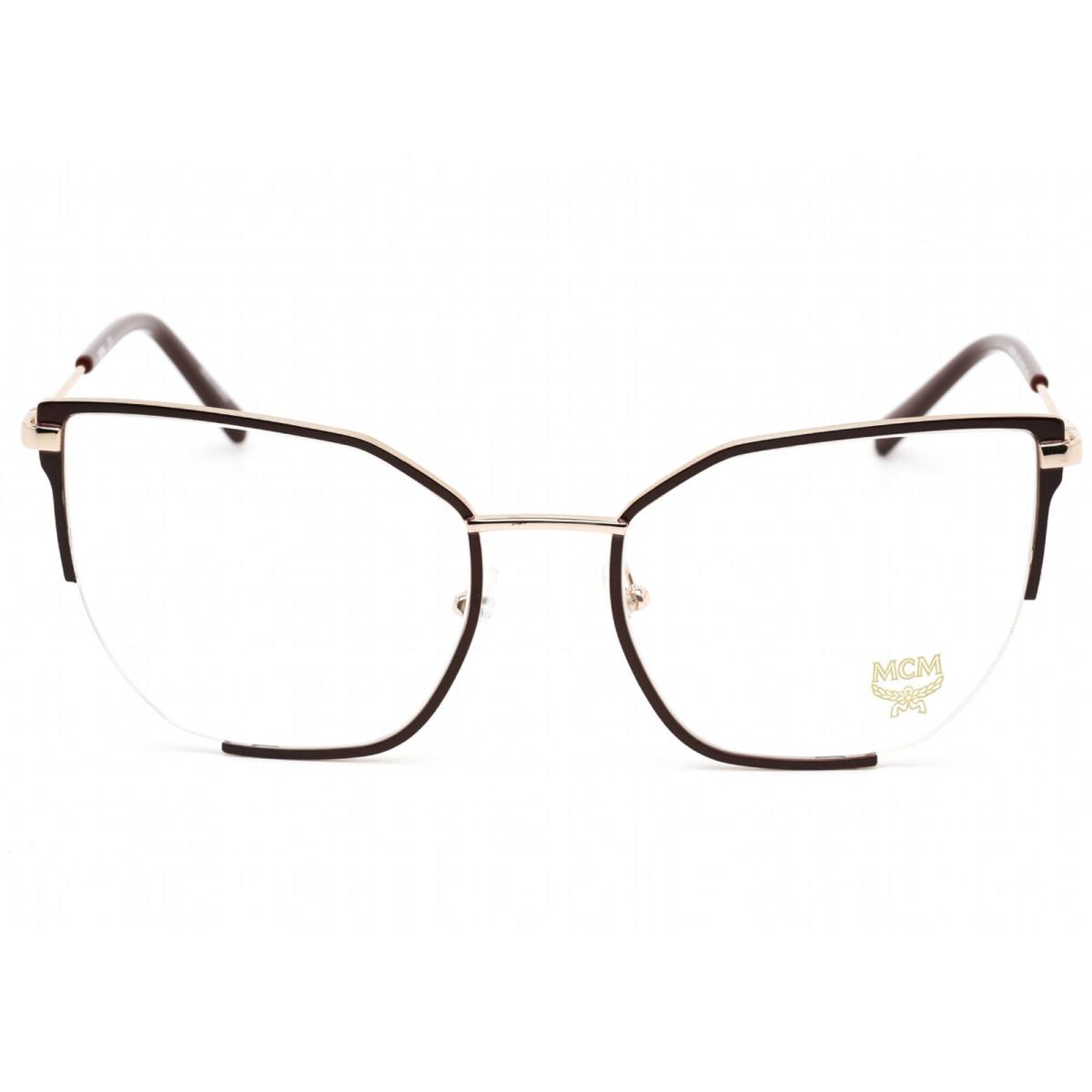 Mcm Women`s Eyeglasses Clear Demo Lens Burgundy/gold Cat Eye Frame MCM2156 620