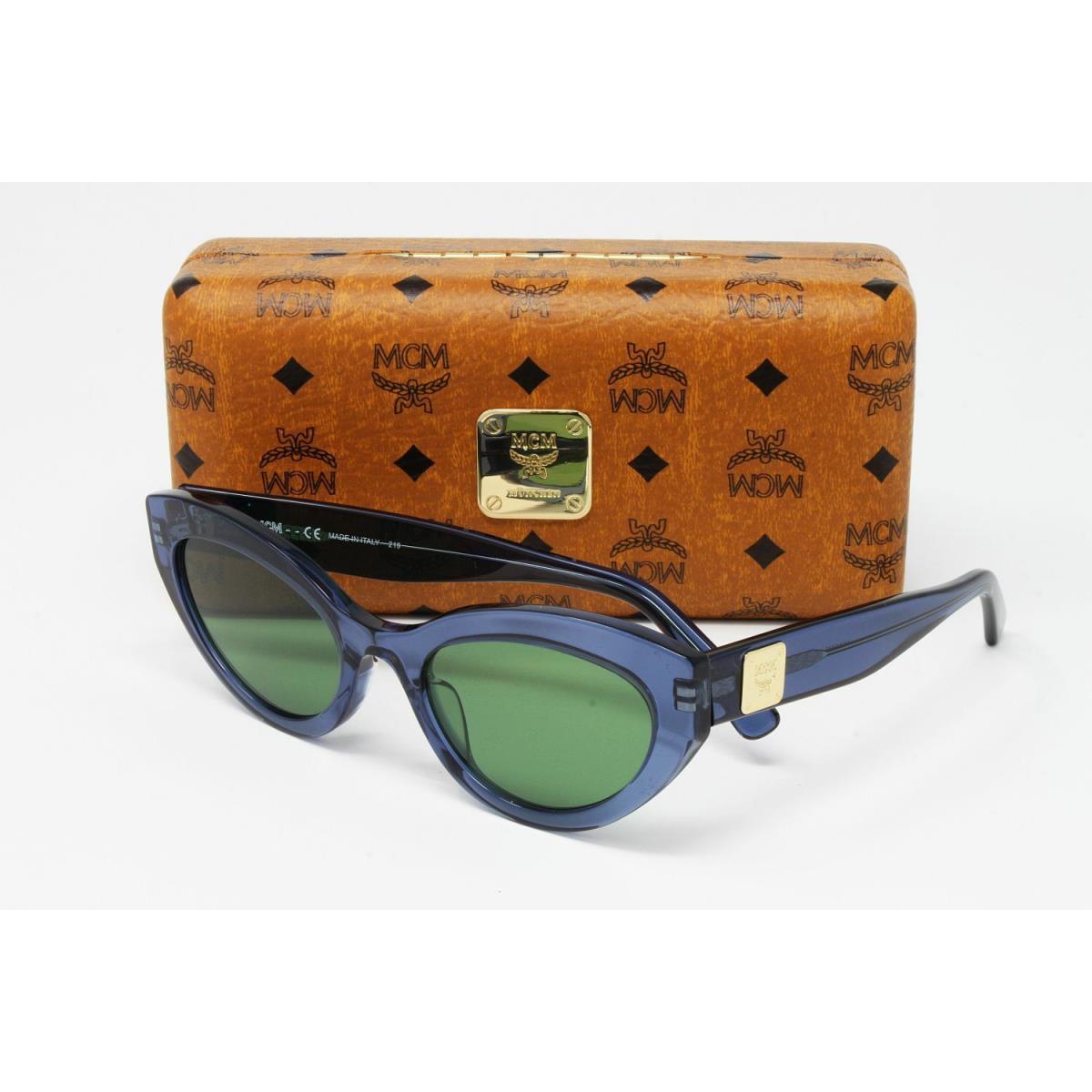 Mcm Women`s Cat Eye Sunglasses MCM684S 424 Blue 54mm Green Lens