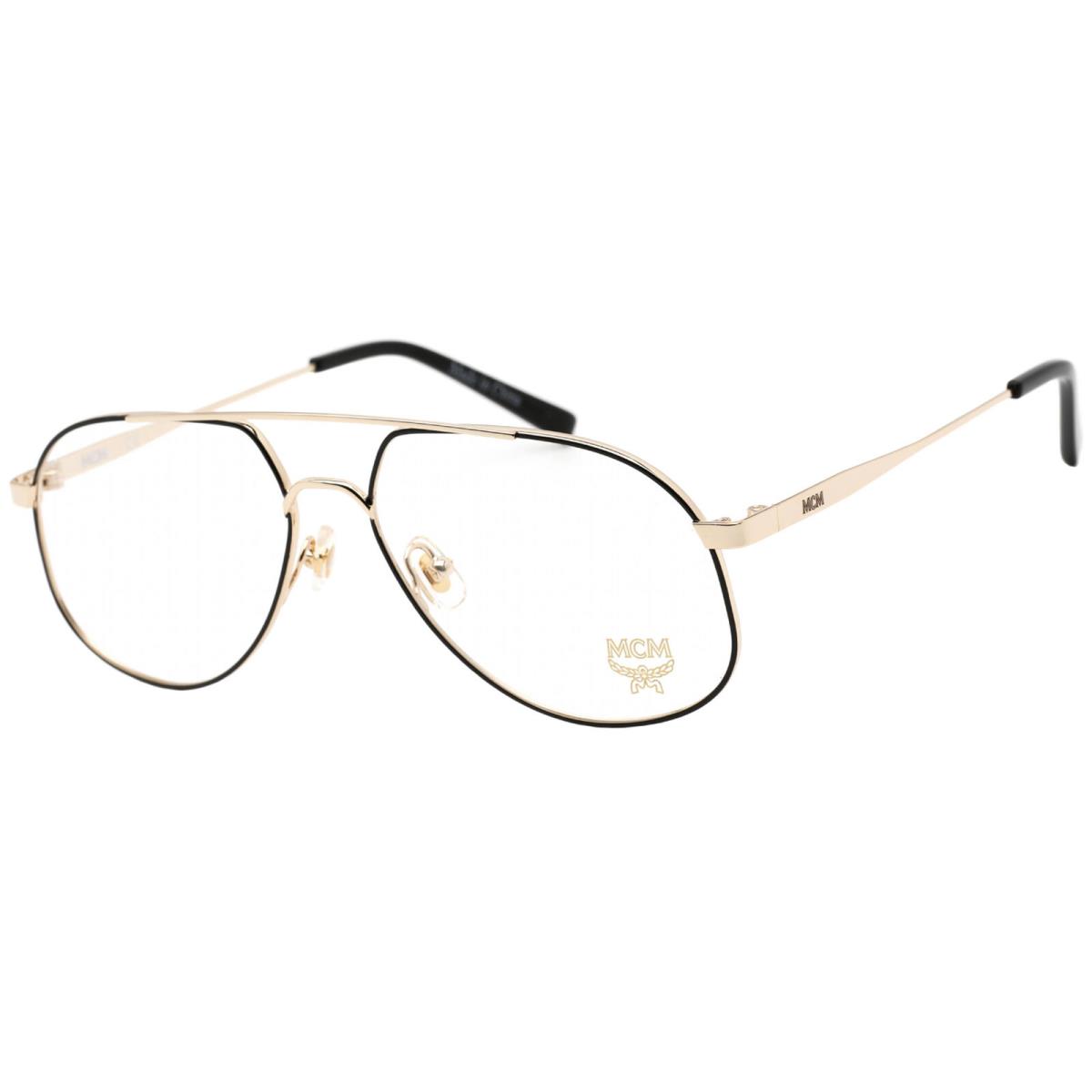 Mcm Women`s Eyeglasses Clear Lens Black/gold Aviator Metal Frame MCM2138 001