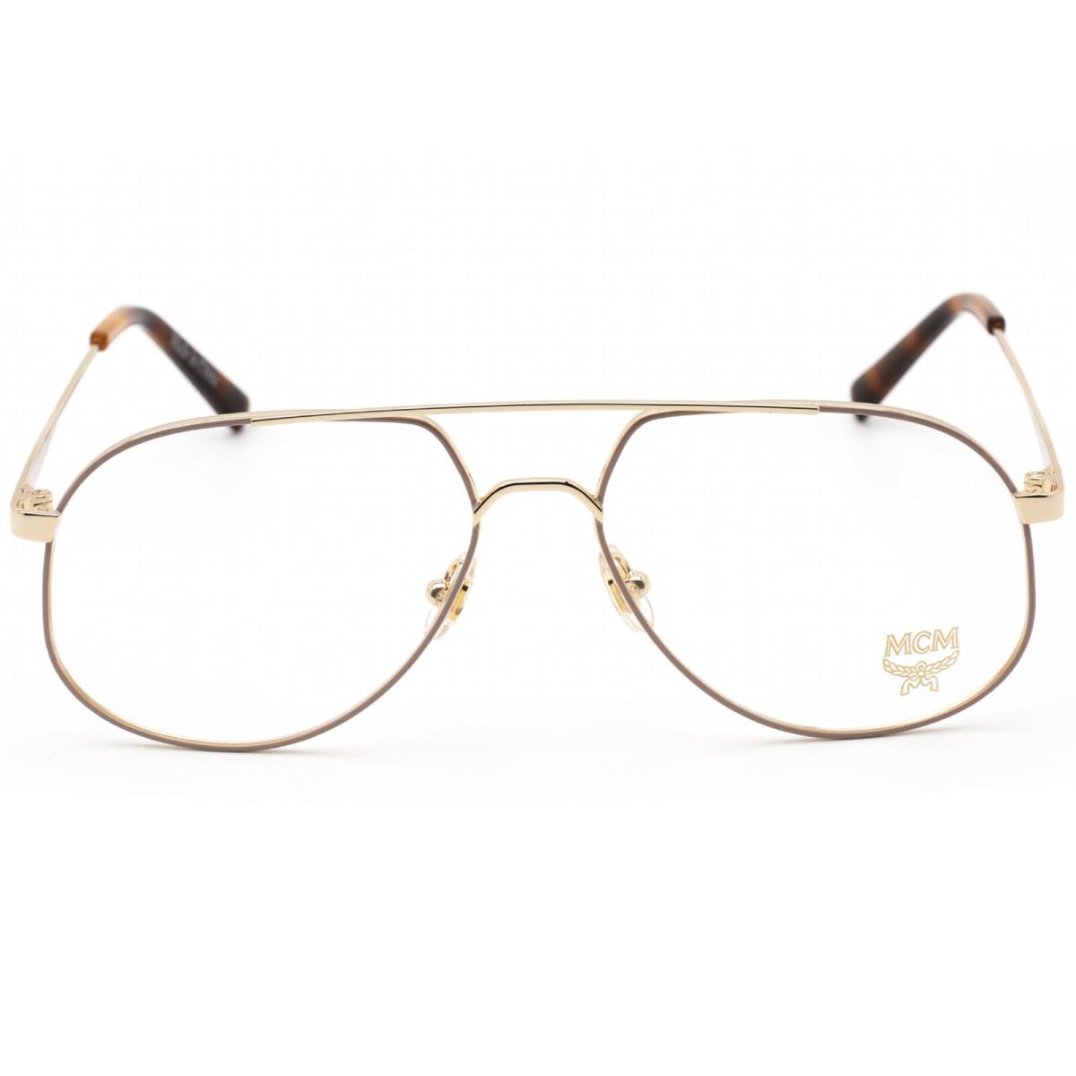 Mcm Women`s Eyeglasses Clear Demo Lens Nude/gold Aviator Metal Frame MCM2138 290