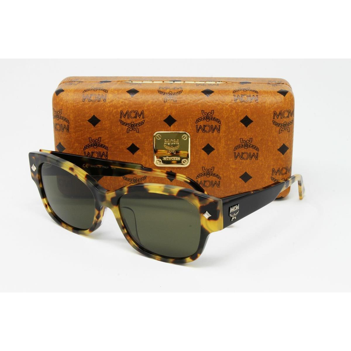 Mcm Women`s Square Sunglasses MCM675SA 212 Vintage Havana 58mm Green Lens