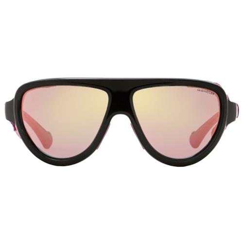 Moncler Shield Sunglasses ML0089 01Z Black/pink Leather 57mm 0089