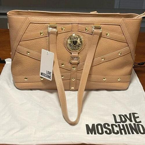 Love Moschino - Studded Shoulder Tote Bags Borsa PU Nero Black Tan TAN STUD BAG