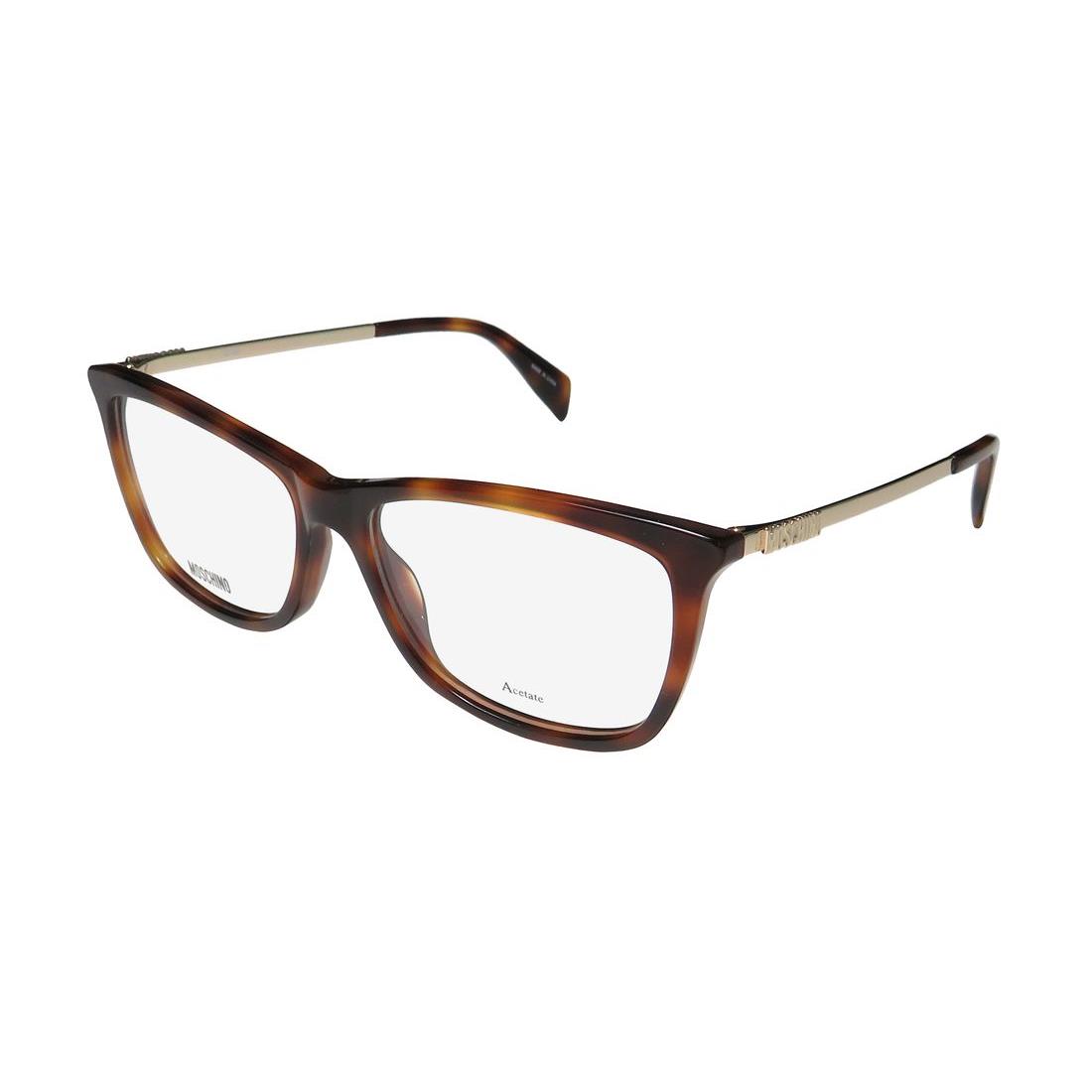 Moschino 522 Italian Designer Signature Logo Cat Eye Eyeglass Frame/glasses Dark Havana / Gold