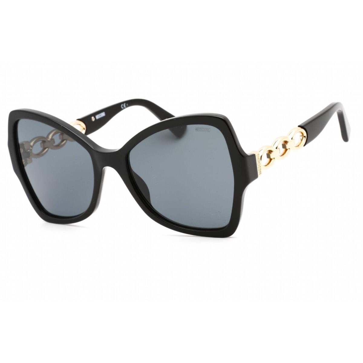 Moschino Women`s Sunglasses Black Rectangular Frame Grey Lens MOS099/S 0807 IR