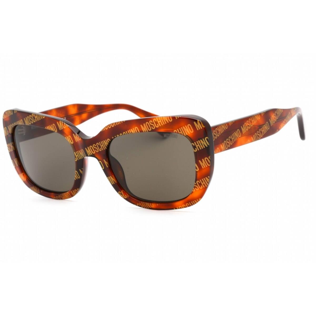 Moschino Women`s Sunglasses Havana Pattern Plastic Grey Lens MOS132/S 02VM IR