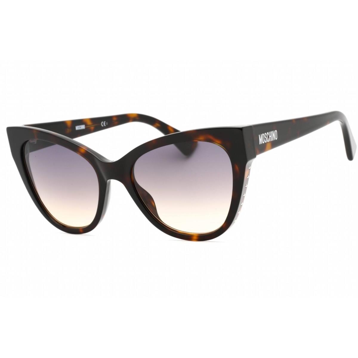 Moschino Women`s Sunglasses Havana Metal Full Rim Cat Eye Frame MOS056/S 0086 GA