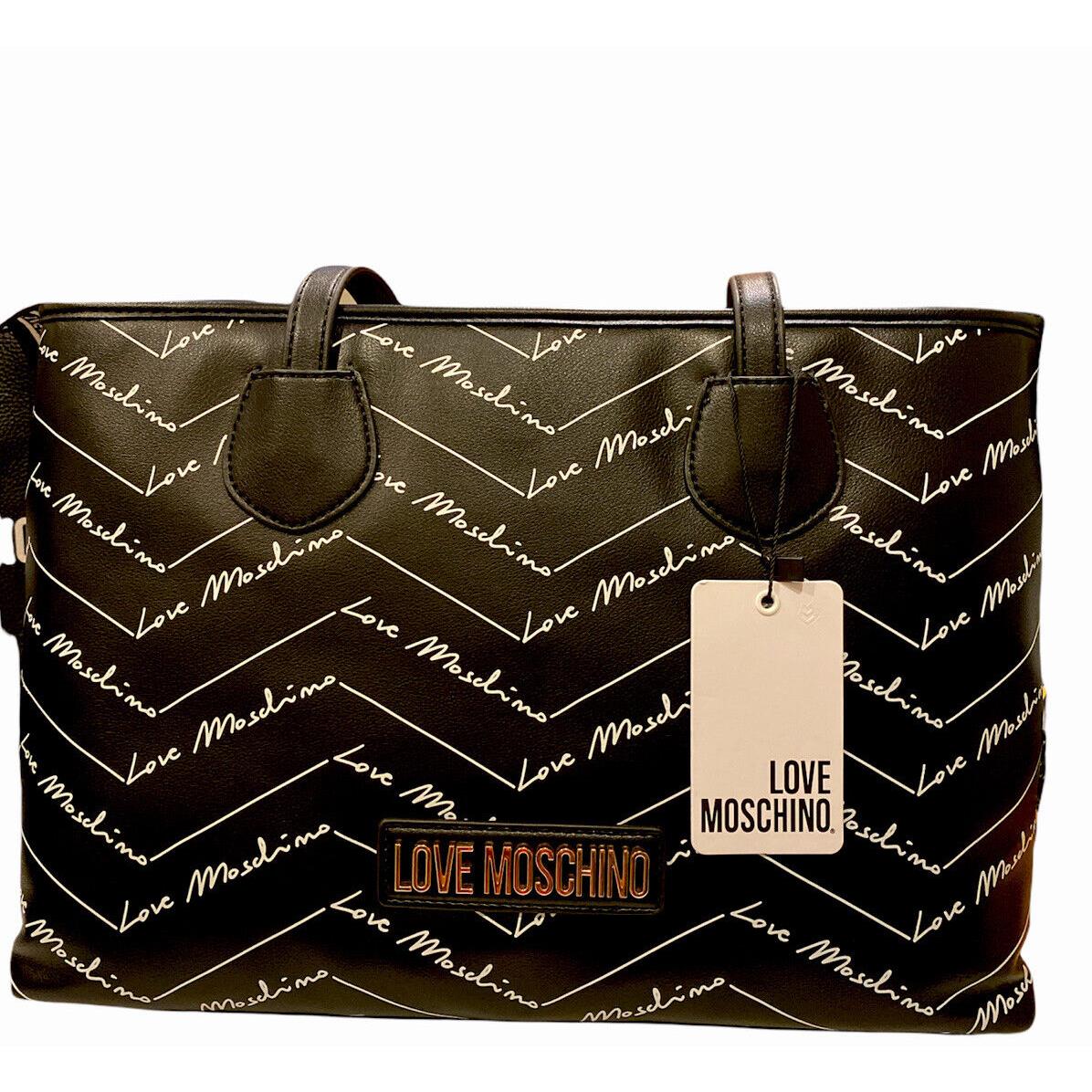 Love Moschino All-over Logo Romantic Shopper Handbag Women`s JC4243PP0BKH0 Black