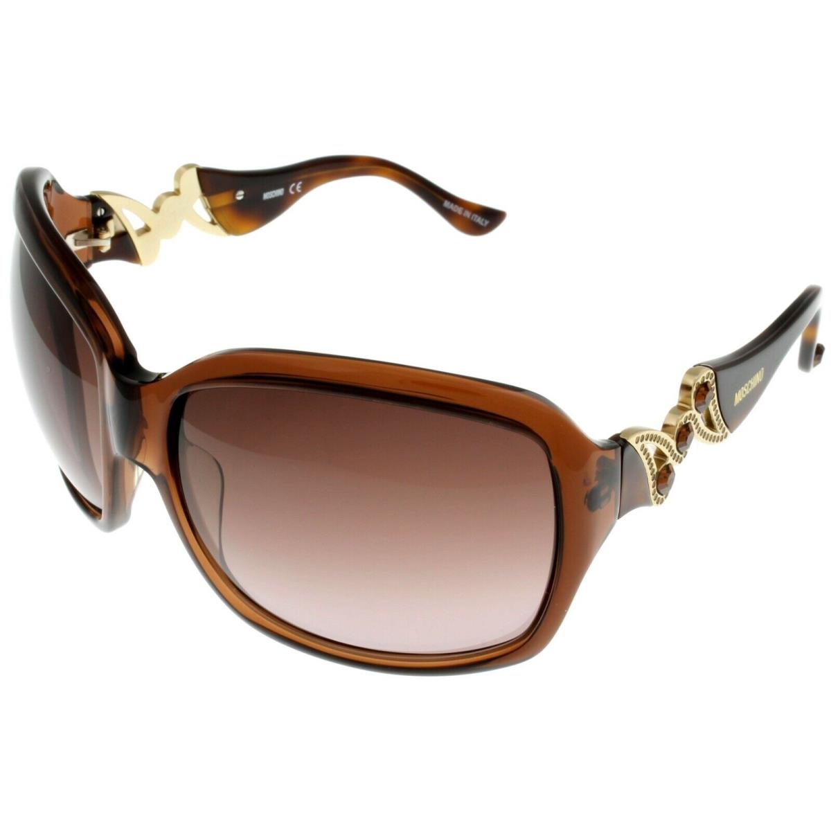 Moschino Sunglasses Women Transparent Brown Rose Gold Topaz Rectangular MO593 04