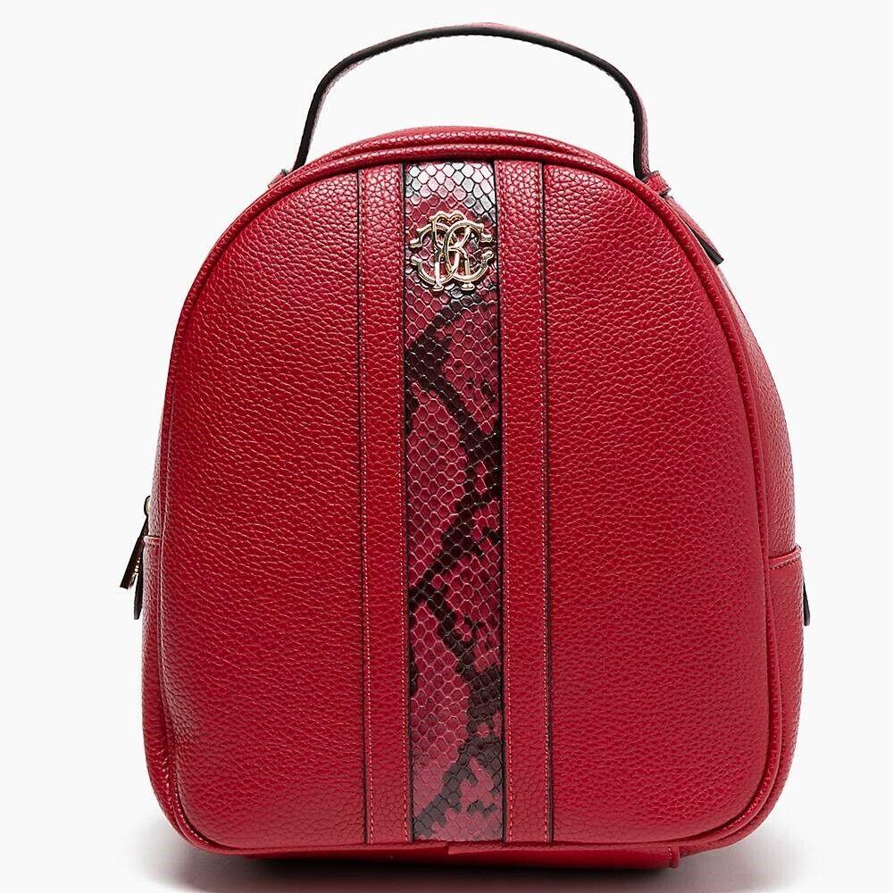 Roberto Cavalli Backpack Purse Red Eco Leather Snakeskin Animal Print Falabella