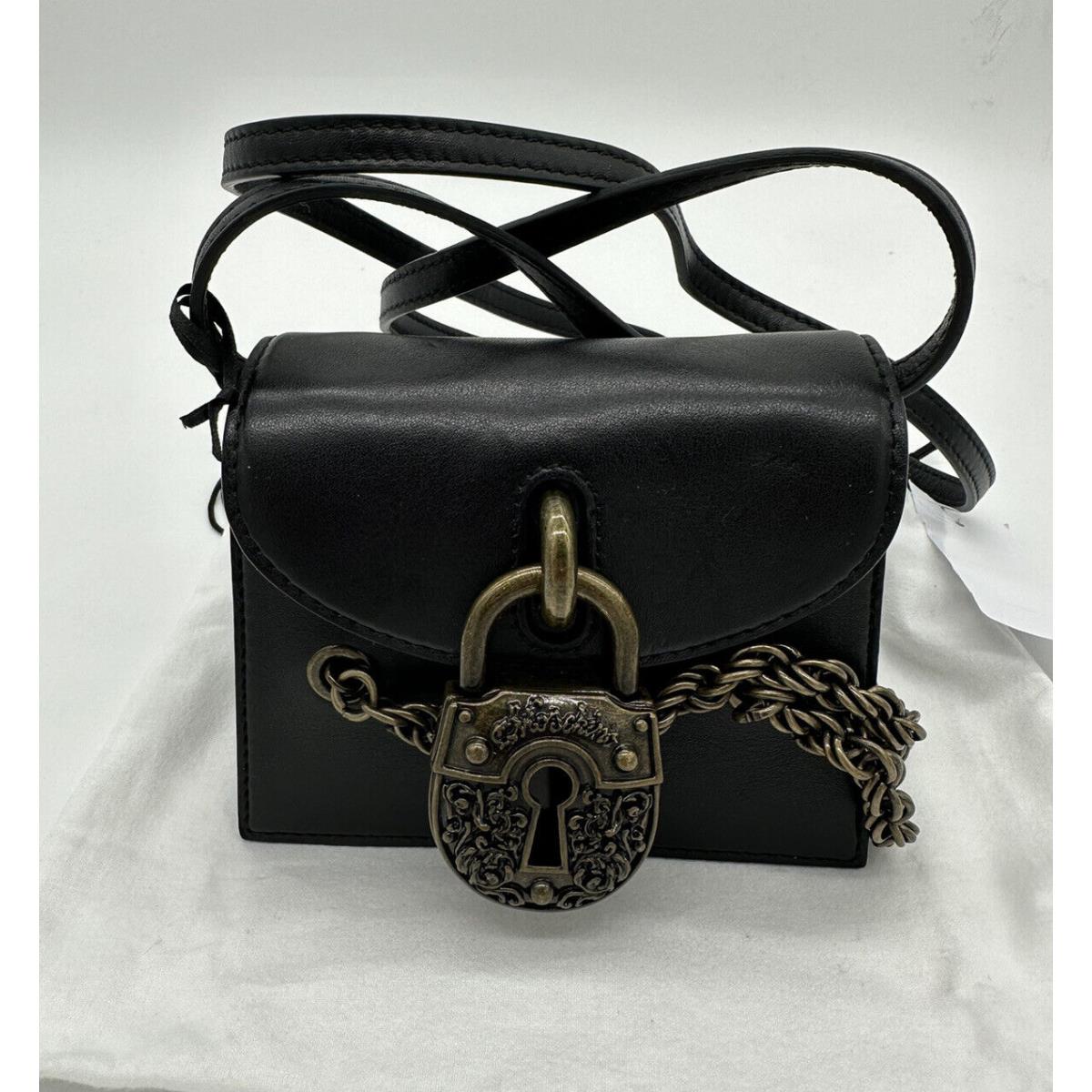 Moschino Leather Engraved Padlock Crossbody Black