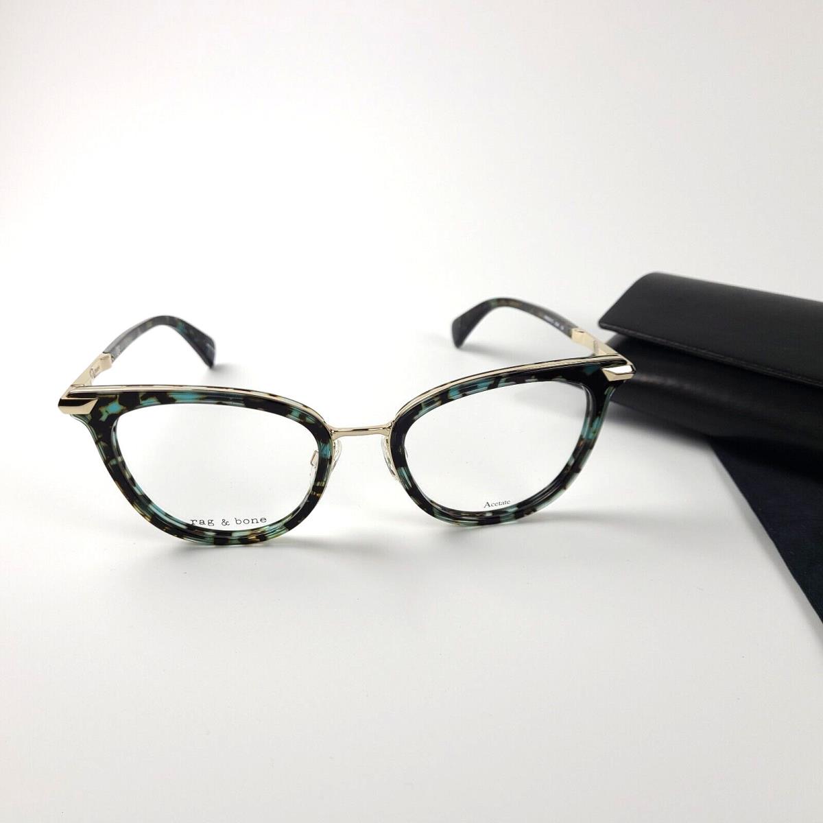 Rag Bone RNB3051/G 0XGW Green Havana Eyeglasses Women Cat Eye 51-19-135 - Frame: Green Havana, Lens: Demo