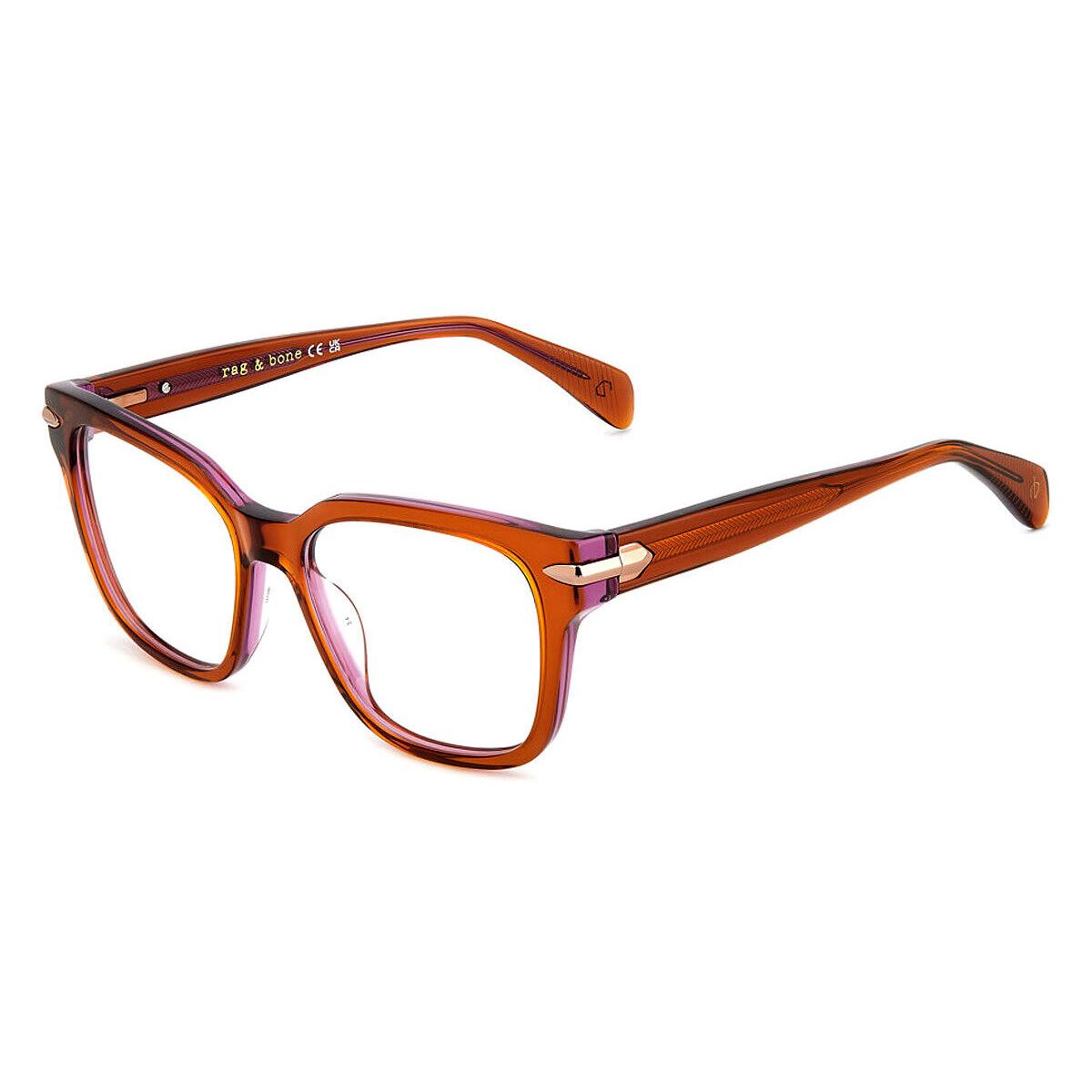 Rag Bone RNB3070/G Eyeglasses Women Brown Violet 55mm - Frame: Brown Violet, Lens: Demo