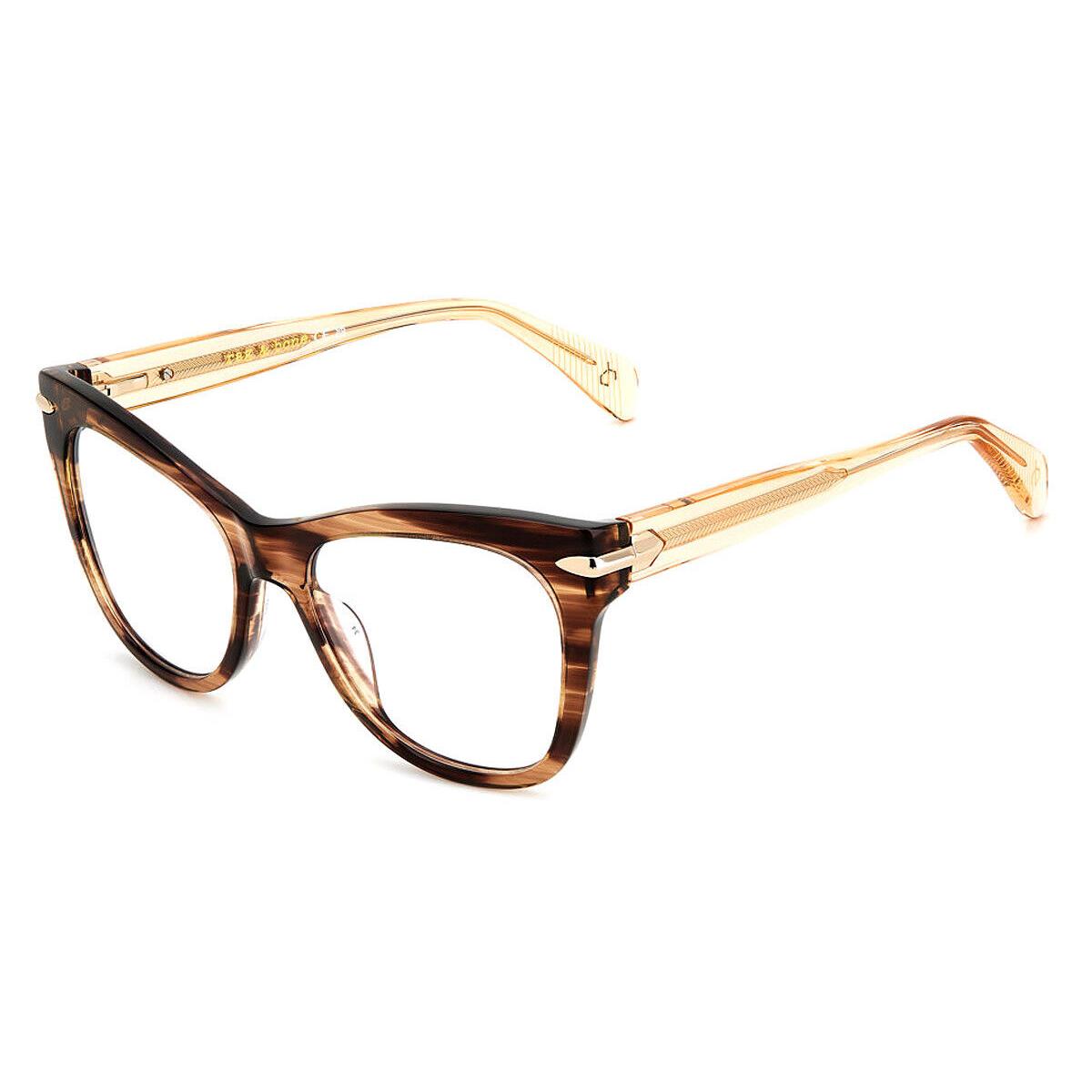 Rag Bone RNB3074 Eyeglasses Women Brown Horn 53mm - Frame: Brown Horn, Lens: Demo