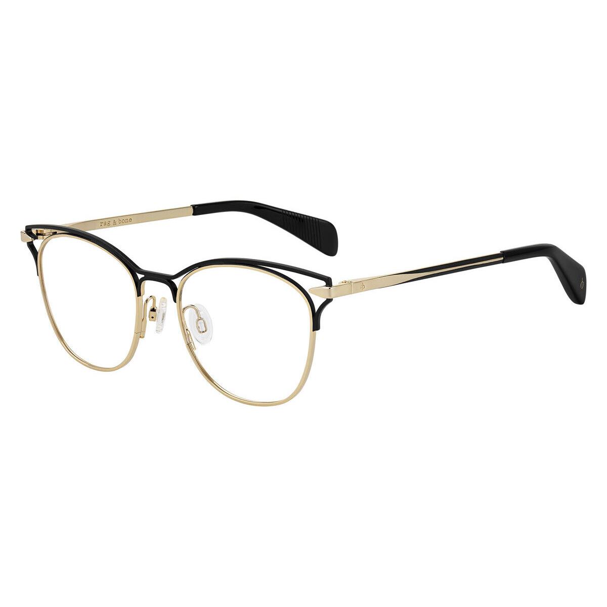 Rag Bone 3019 Eyeglasses Women 0RHL Gold Black Cat Eye 51mm - Frame: 0RHL Gold Black, Lens: Demo, Code: 0RHL