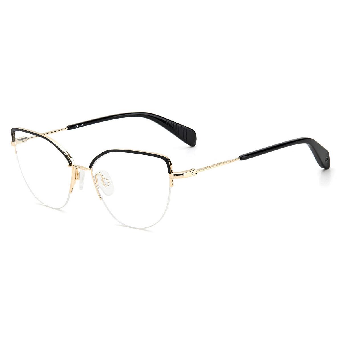 Rag Bone Eyeglasses Women Gold Black Cat Eye 53mm - Frame: Gold Black, Lens: Demo