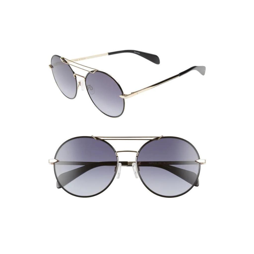 Rag Bone 59mm Round Metal Aviator Sunglasses in Gold/black RNB1011S