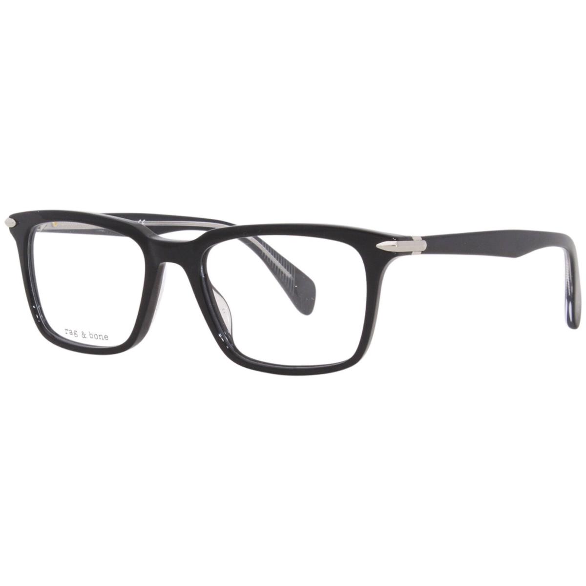 Rag Bone RNB7030 807 Eyeglasses Frame Men`s Black Full Rim Rectangle Shape - Frame: Black